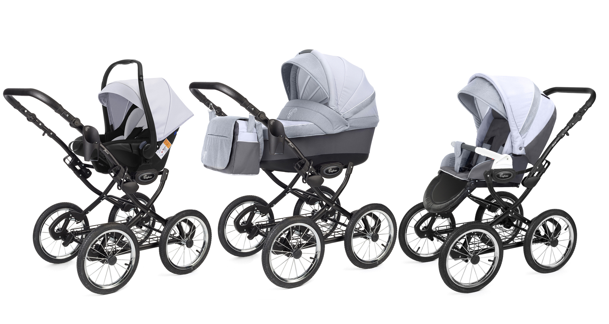 Коляска 3 в 1 Esspero Grand Classic (шасси Black) Grey Stone