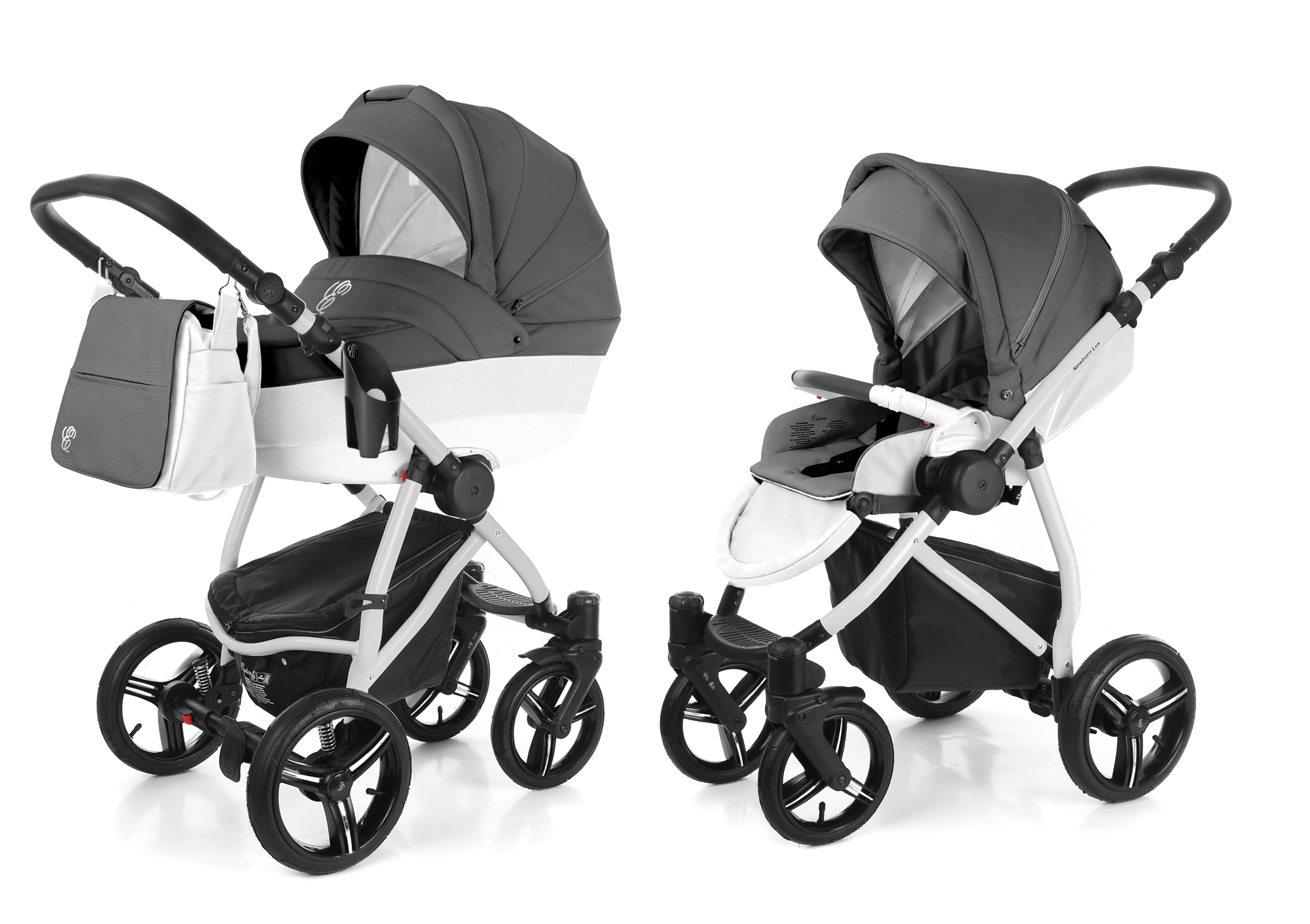Коляска 2 в 1 Esspero Grand Newborn Lux (шасси Grey) Grafite leatherette
