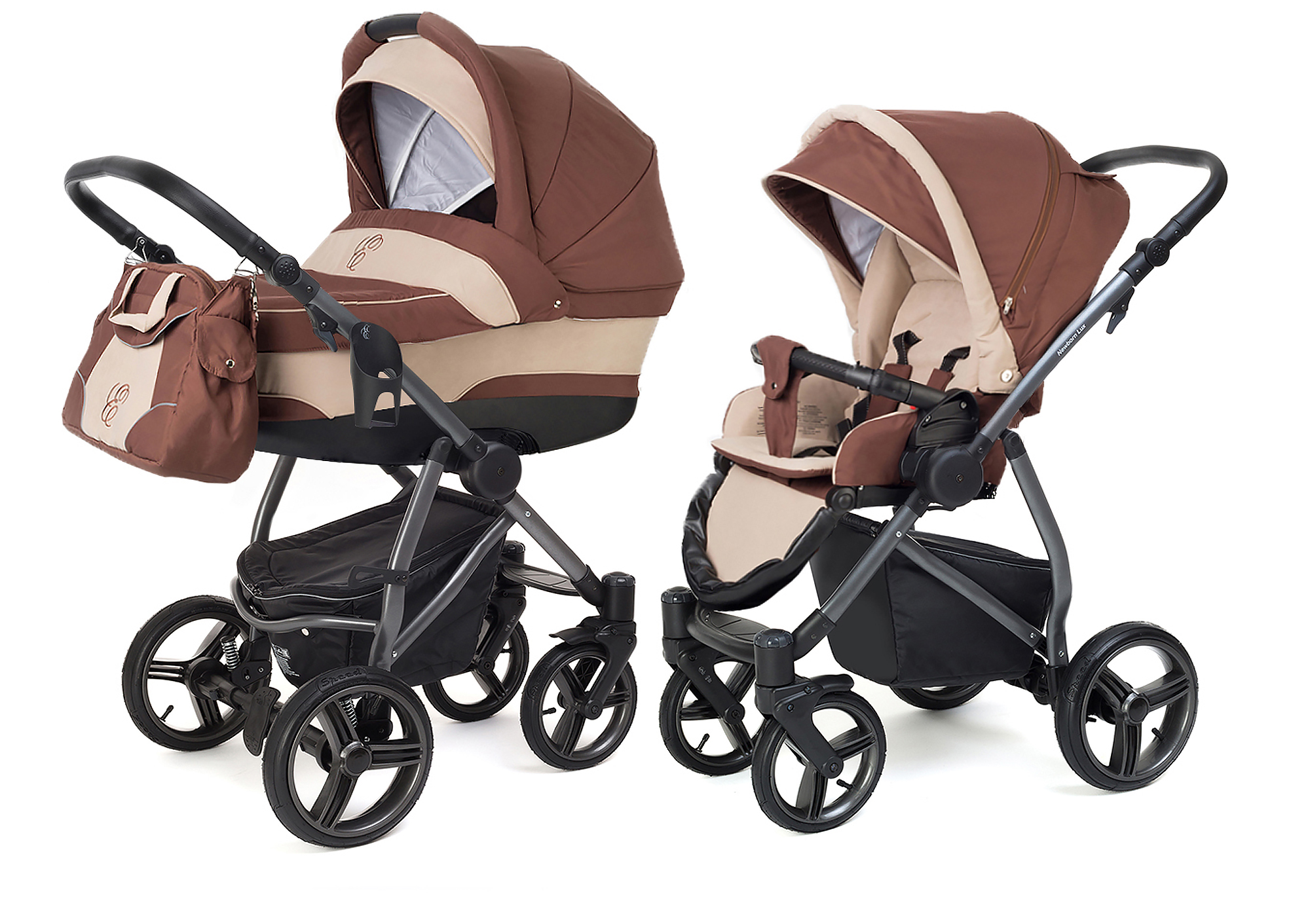 Коляска 2 в 1 Esspero Newborn Lux (шасси Graphite) Brown Beige