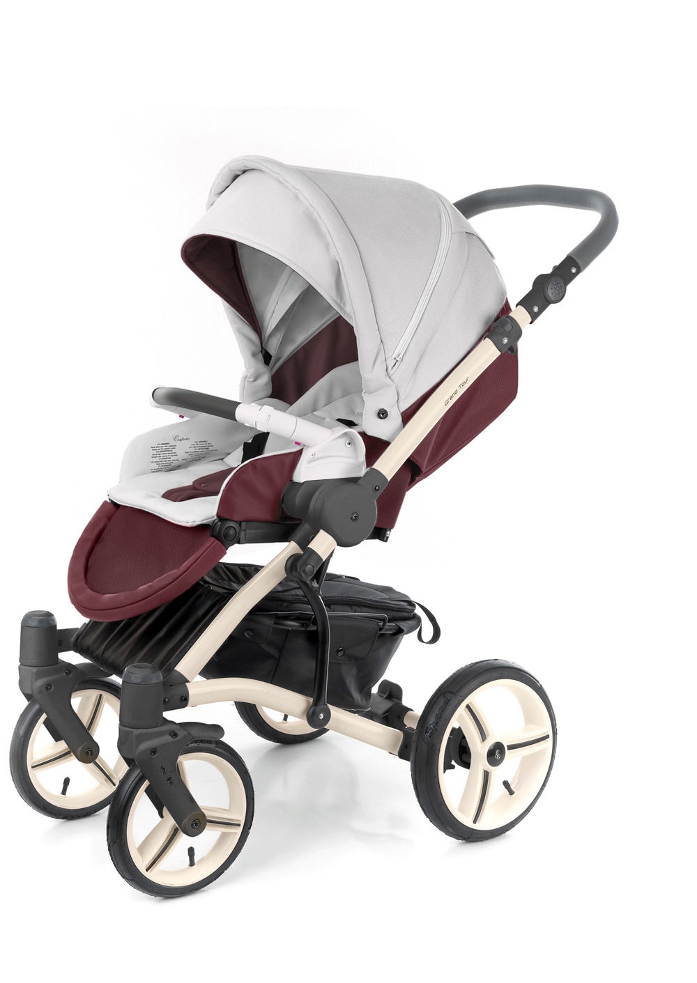 Прогулочная коляска Esspero Grand Tour (шасси Beige) Maroon leatherette