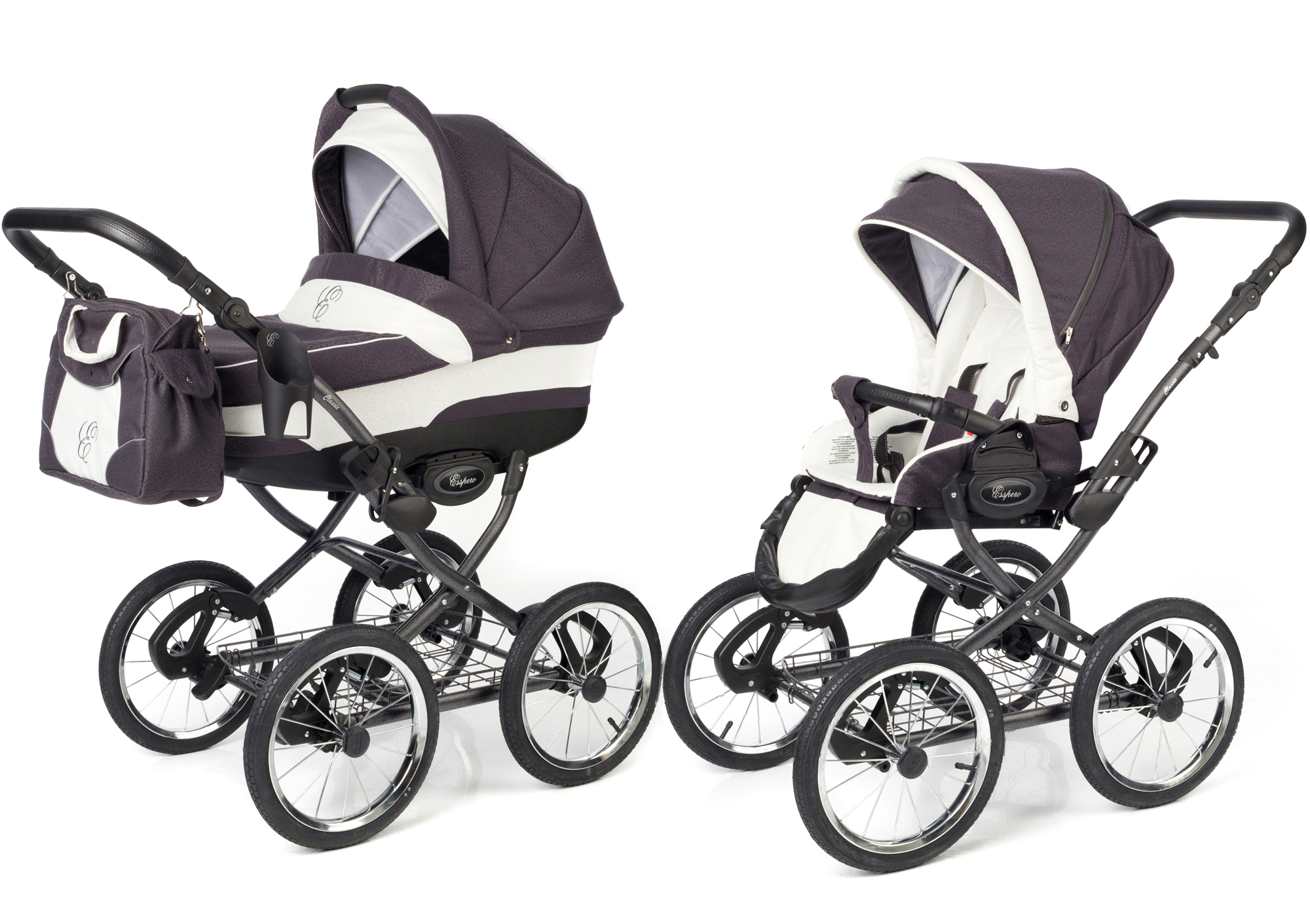 Коляска 2 в 1 Esspero Classic (шасси Graphite) Grey Leves