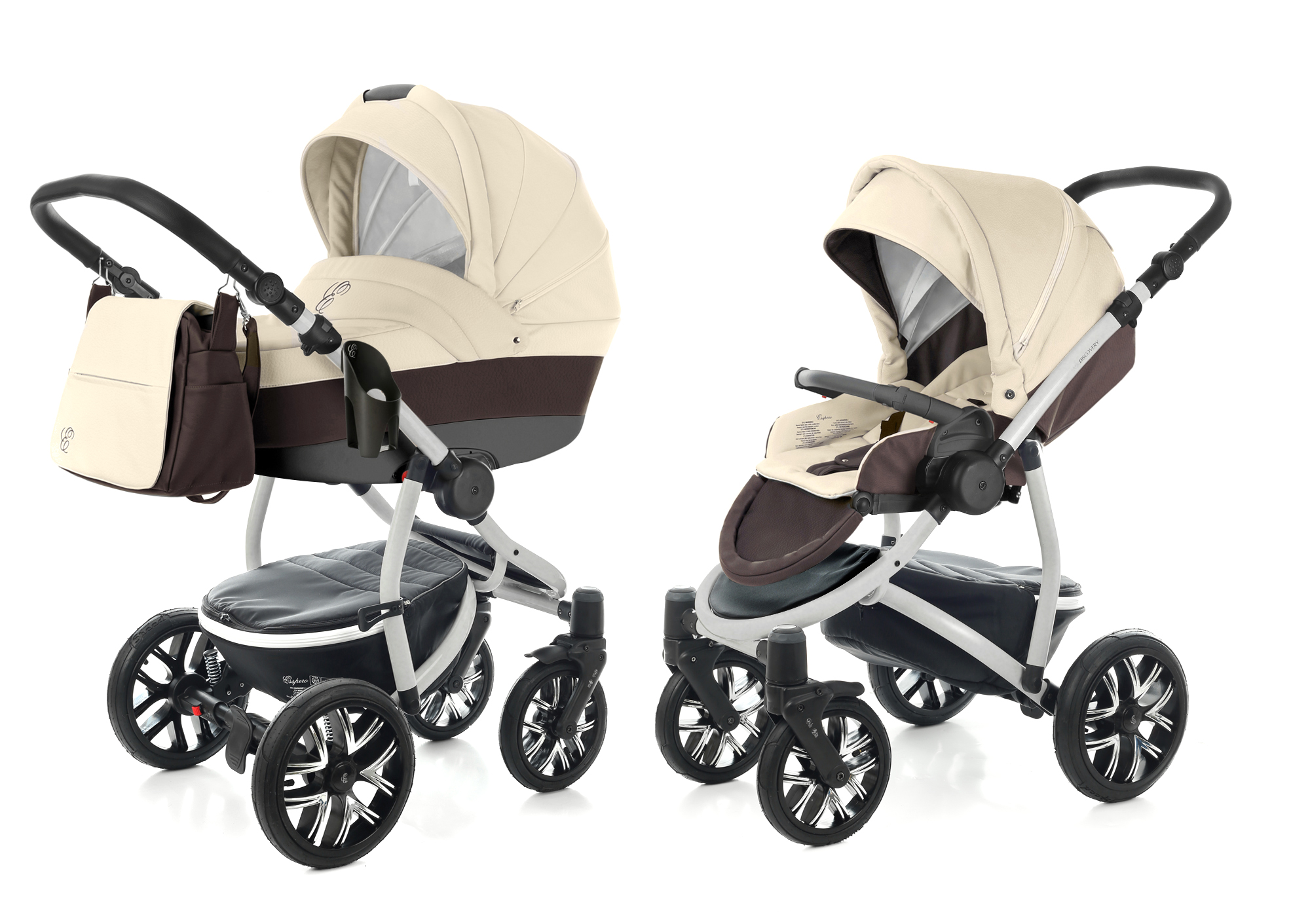 Коляска 2 в 1 Esspero Grand Discovery (шасси Grey) Cream leatherette