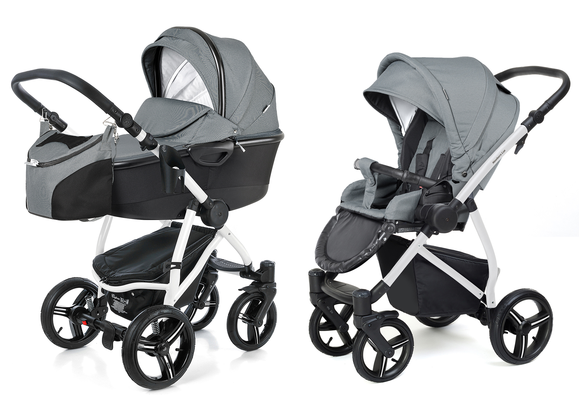 Коляска 2 в 1 Esspero Newborn Lux Alu (шасси White) Asphalt