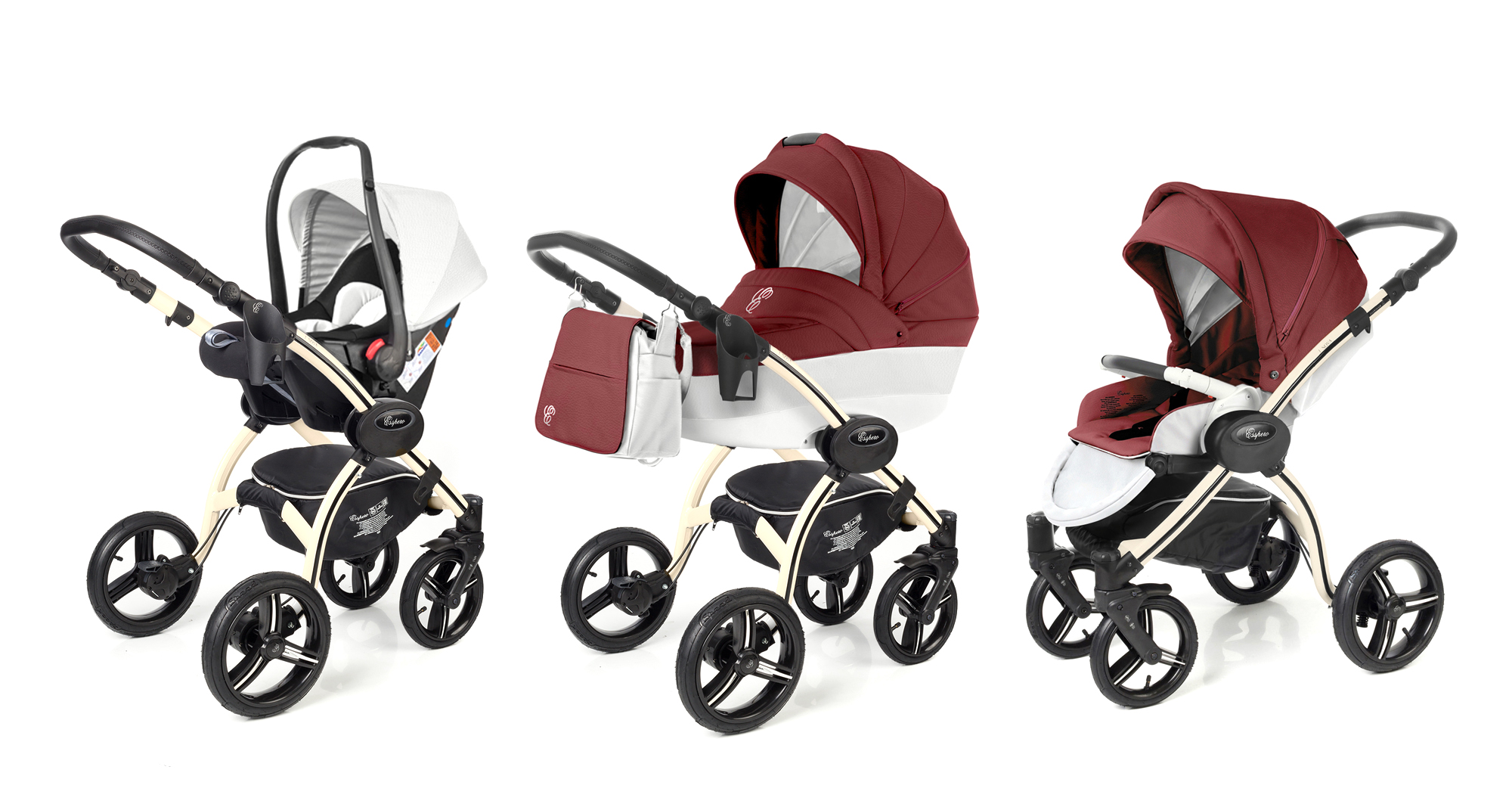 Коляска 3 в 1 Esspero Grand I-Nova (шасси Beige) Cherry leatherette