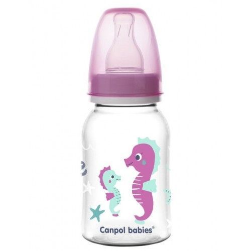 Бутылочка с узким горлышком Canpol Love&Sea арт. 59/300, PP, 3м+, 120 мл розовый