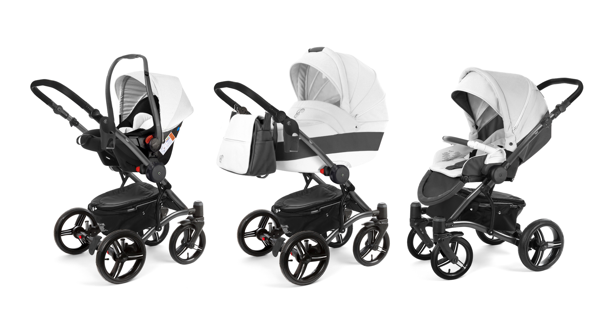 Коляска 3 в 1 Esspero Grand Tour (шасси Graphite) White leatherette