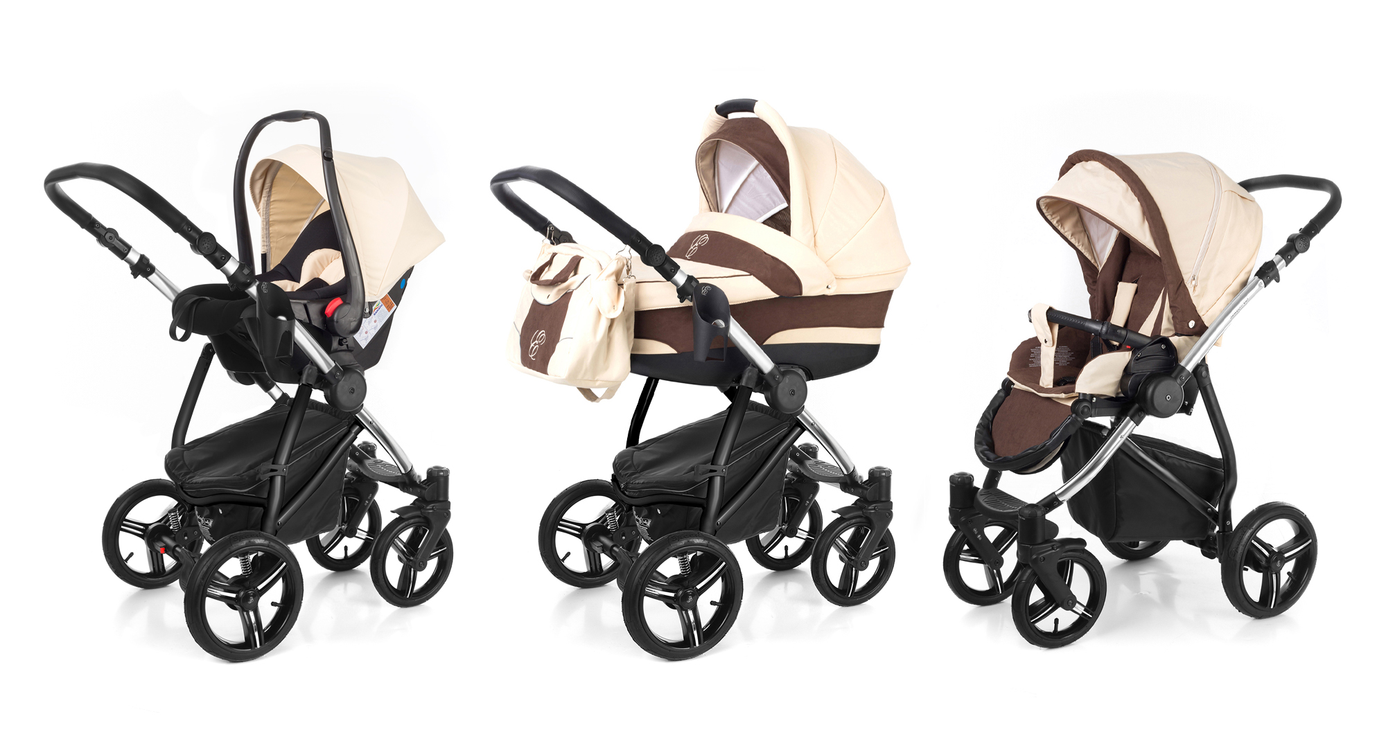 Коляска 3 в 1 Esspero Newborn Lux (шасси Chrome) Beige Brown