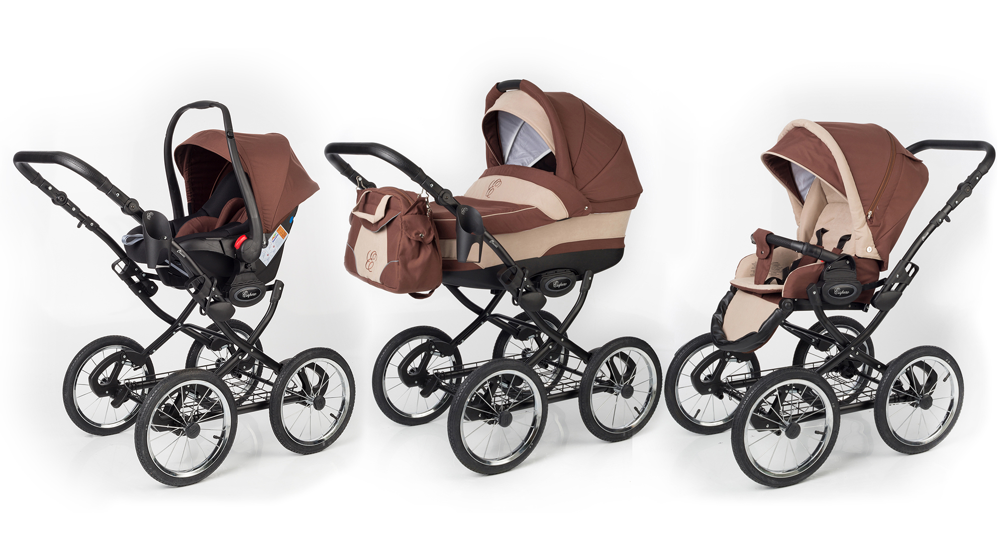 Коляска 3 в 1 Esspero Classic (шасси Black) Brown Beige