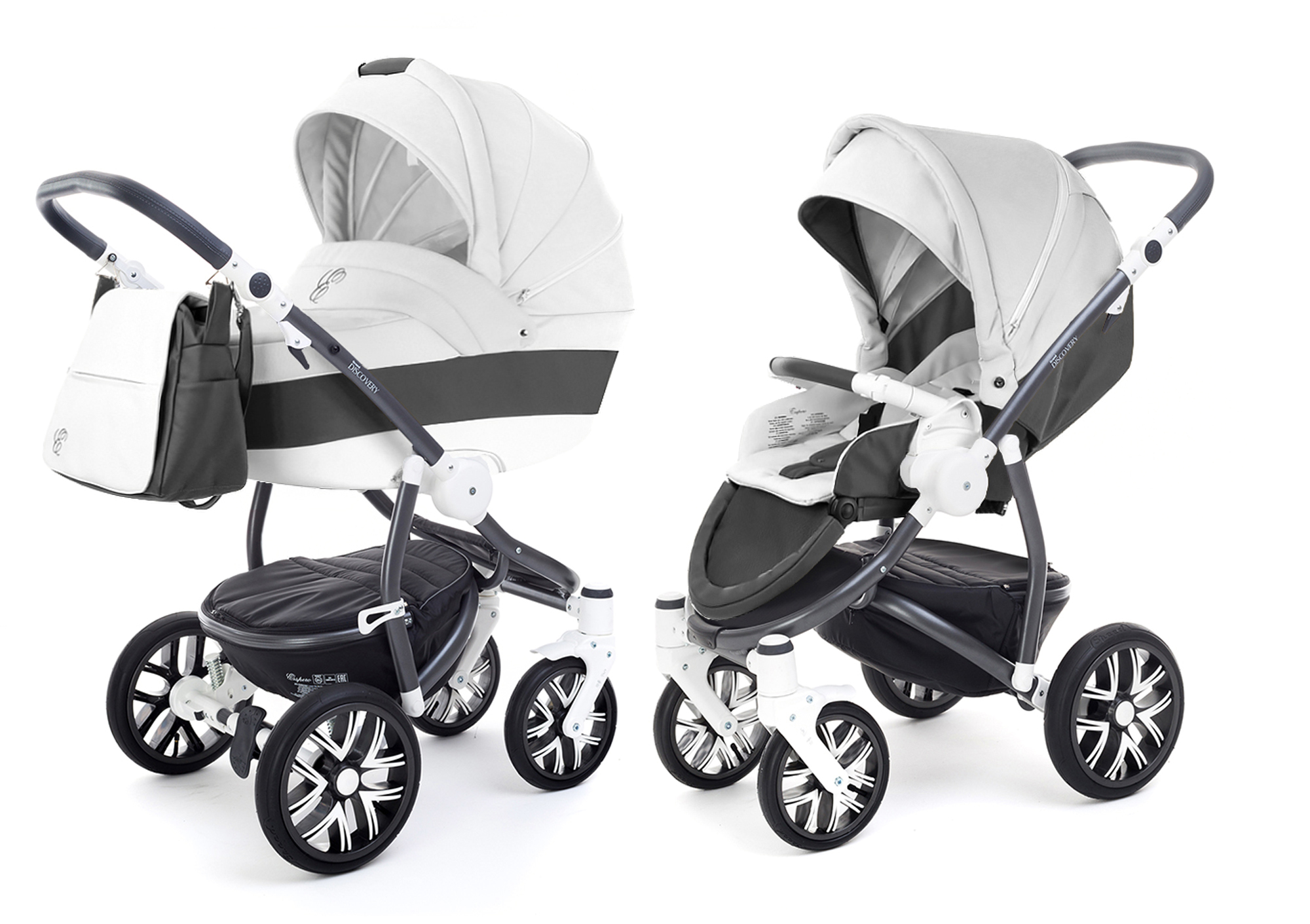 Коляска 2 в 1 Esspero Grand Discovery (шасси Graphite White) White leatherette