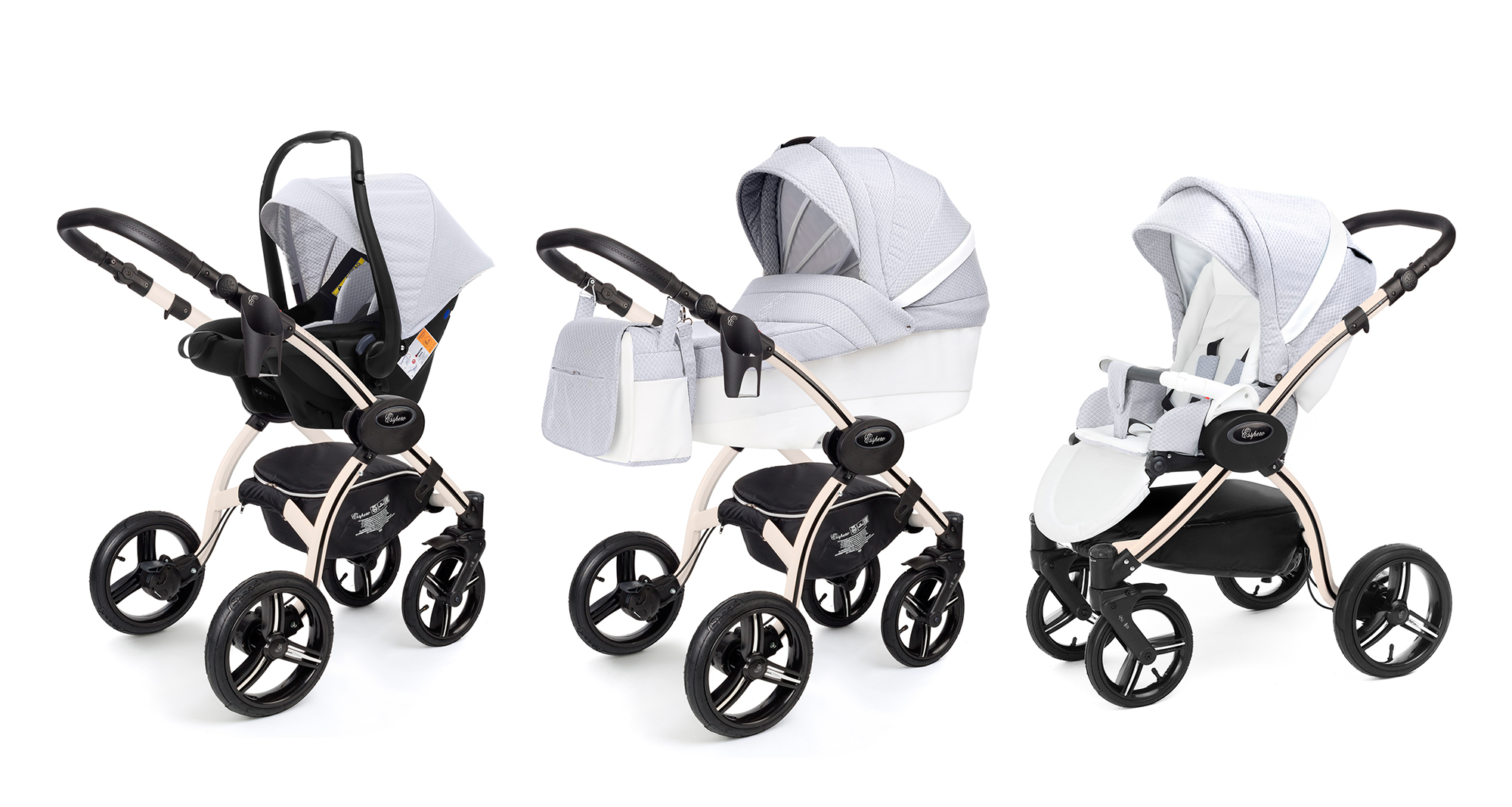 Коляска 3 в 1 Esspero Grand I-Nova (шасси Beige) Grey Diamond