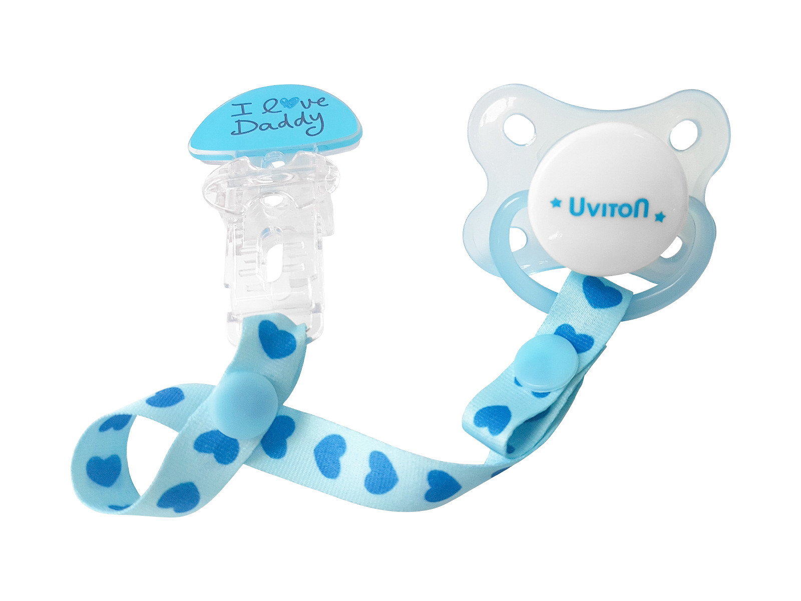 Пустышка + держатель Uviton, 0-6мес. арт. 0193 I love daddy