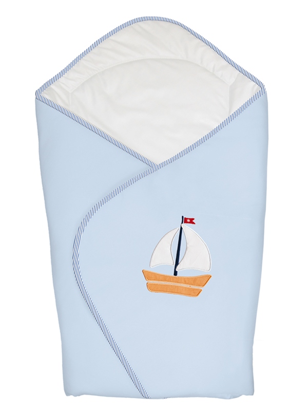 Одеяло-конверт Ceba Baby Marine Blue вышивка