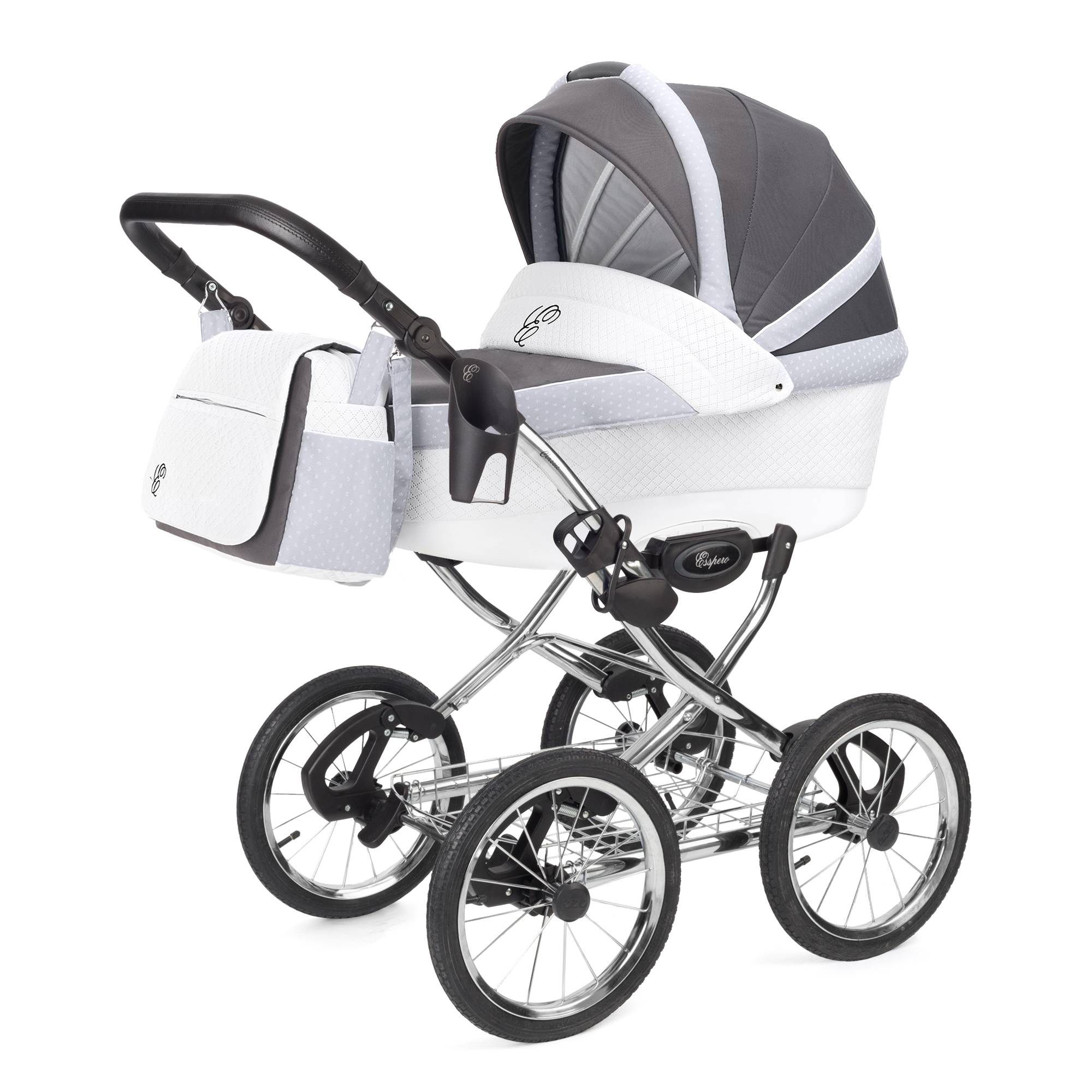 Коляска для новорожденных Esspero Grand Classic (шасси Chrome) Royal Silver