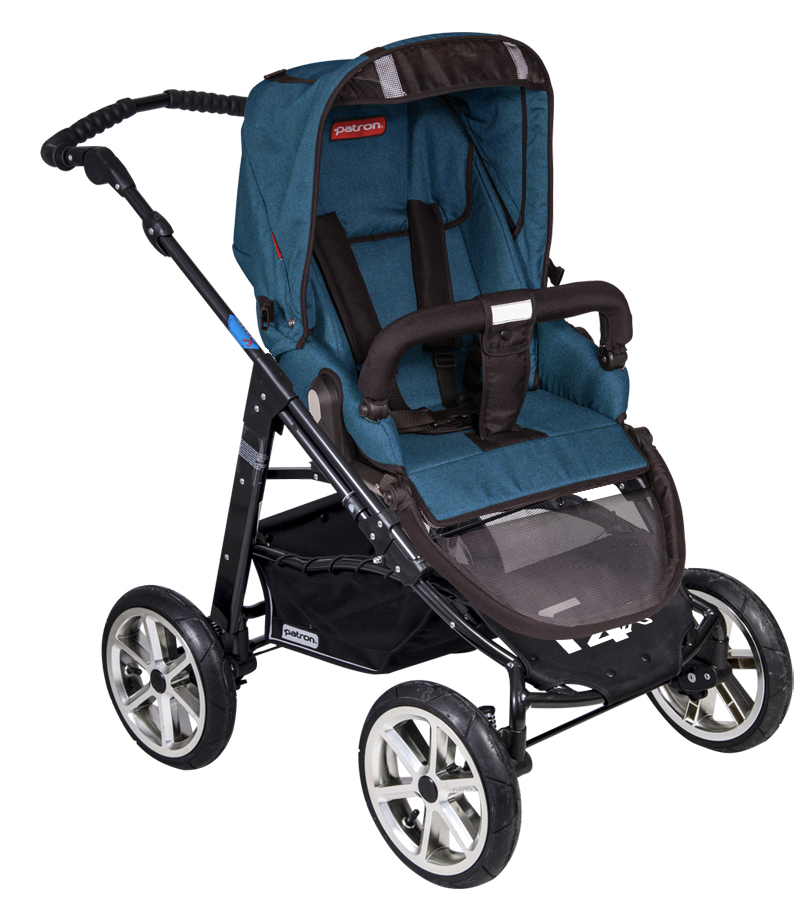Коляска 2 в 1 Patron Fenix 4XC-B (черная рама) tweed teal blue 665