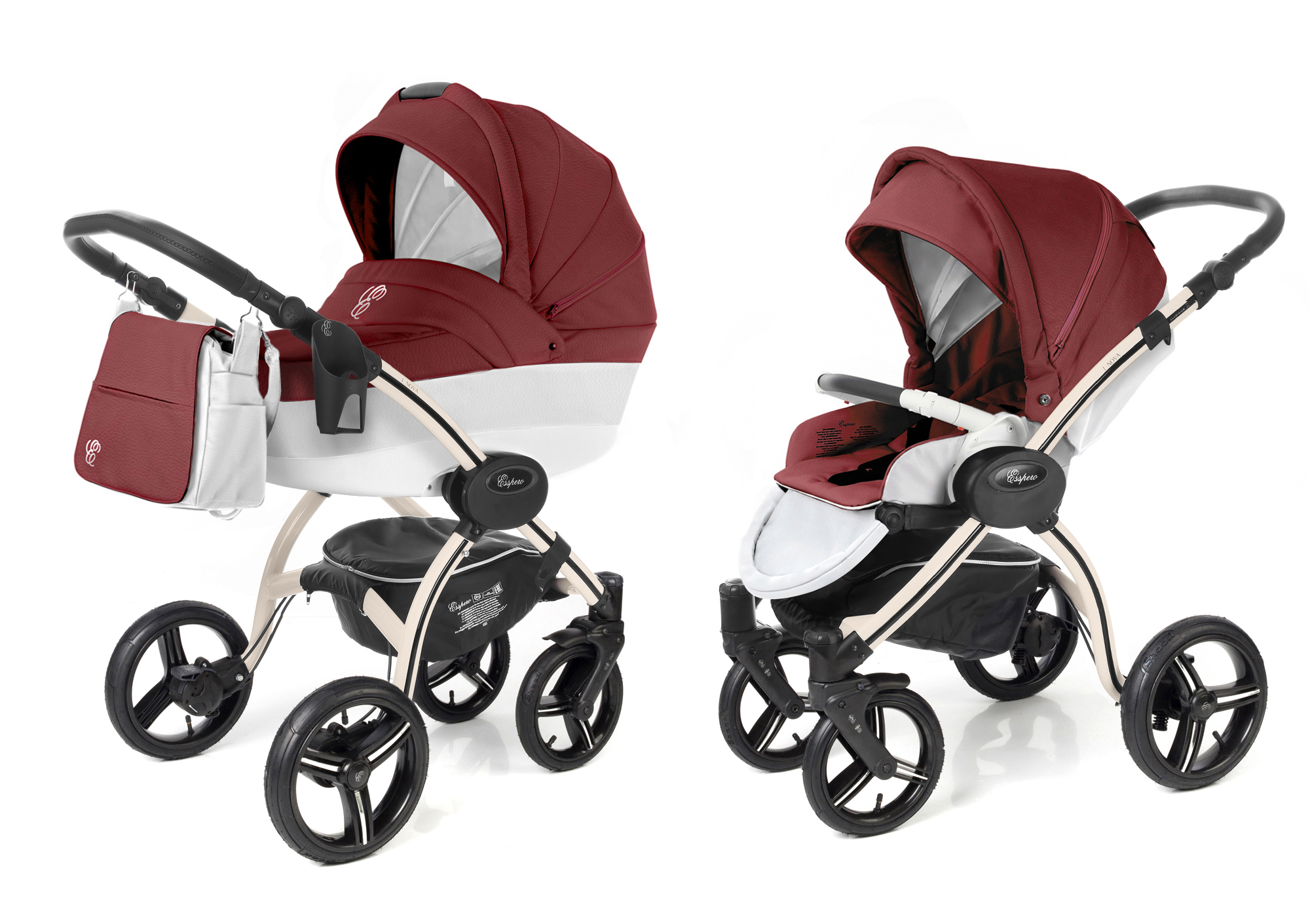 Коляска 2 в 1 Esspero Grand I-Nova (шасси Beige) Cherry leatherette