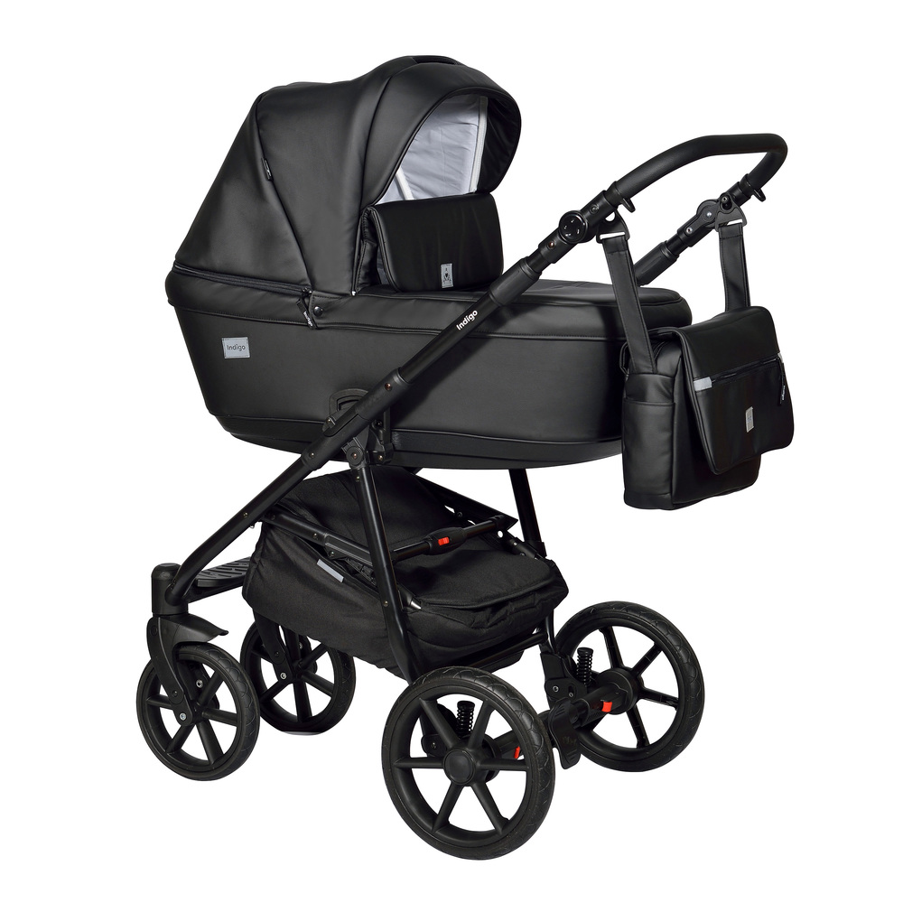Коляска 2 в 1 Indigo BROCO Eco черная кожа