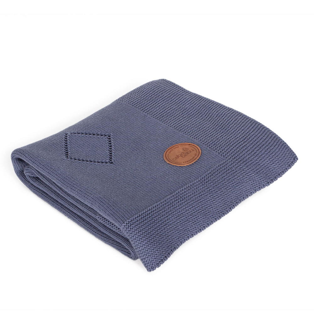 Плед Ceba Baby 90*90 вязаный Diamonds navy blue W-812-108-164