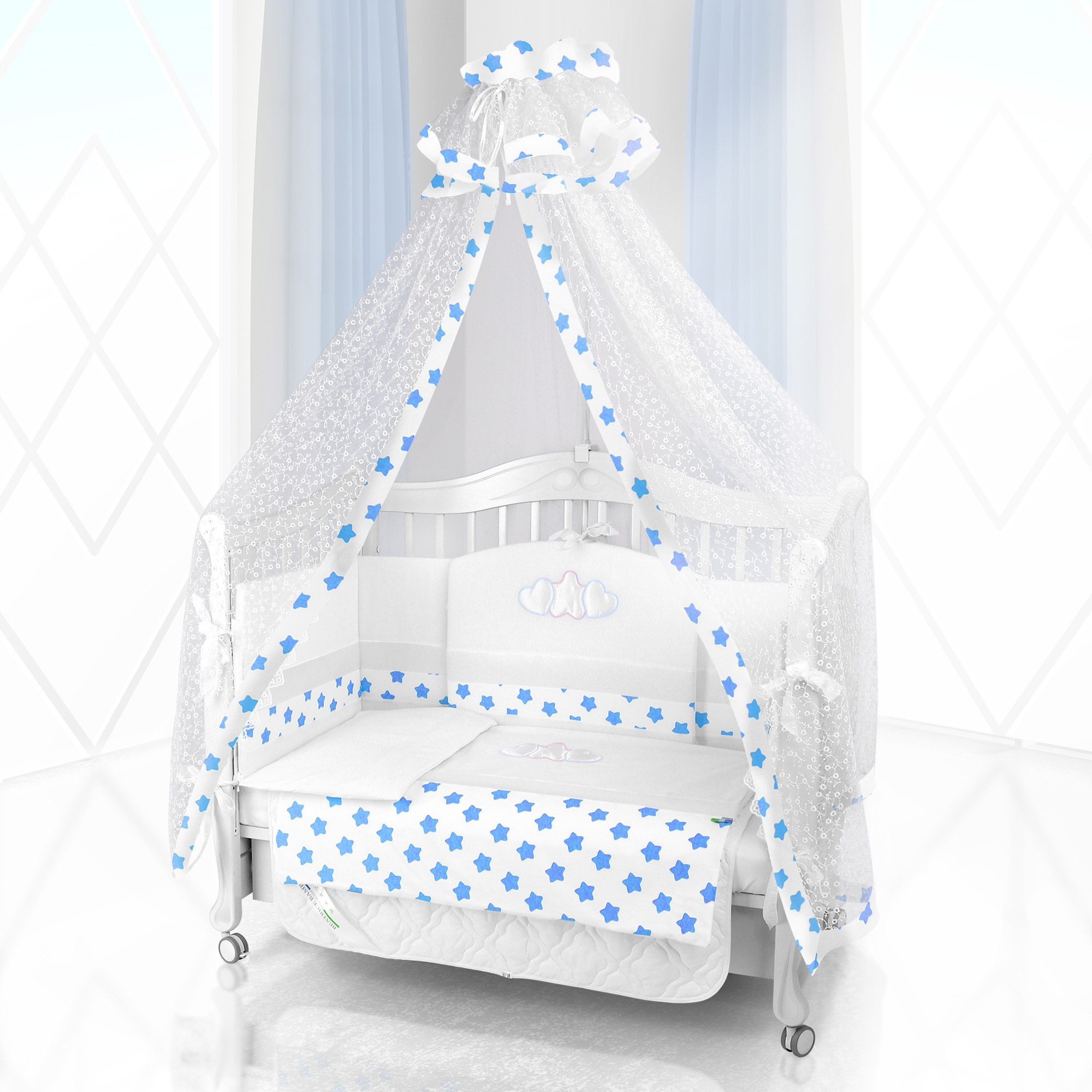Комплект постельного белья Beatrice Bambini Unico Grande Stella (125х65) bianco blue