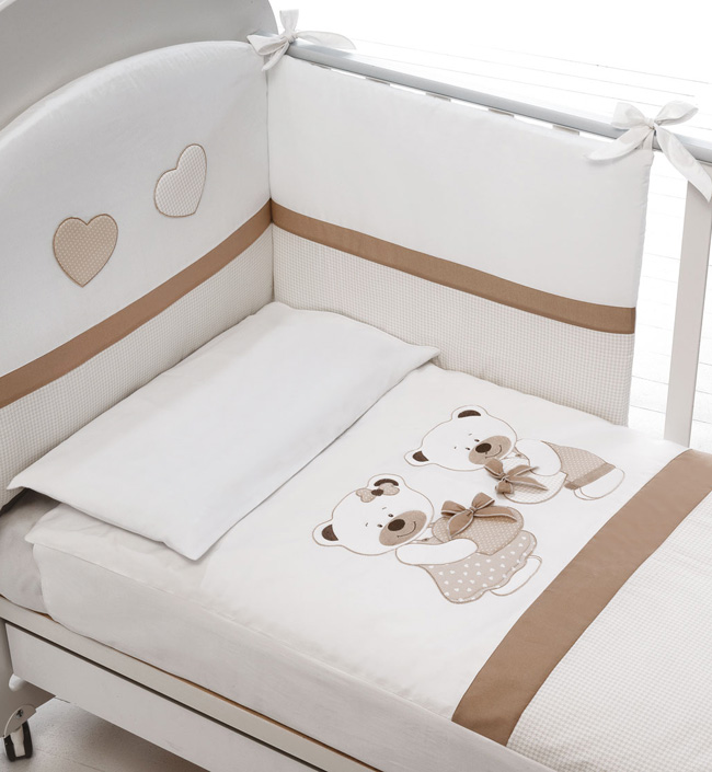 Комплект белья Baby Expert Bon Bon (4 предмета) белый/серо-бежевый
