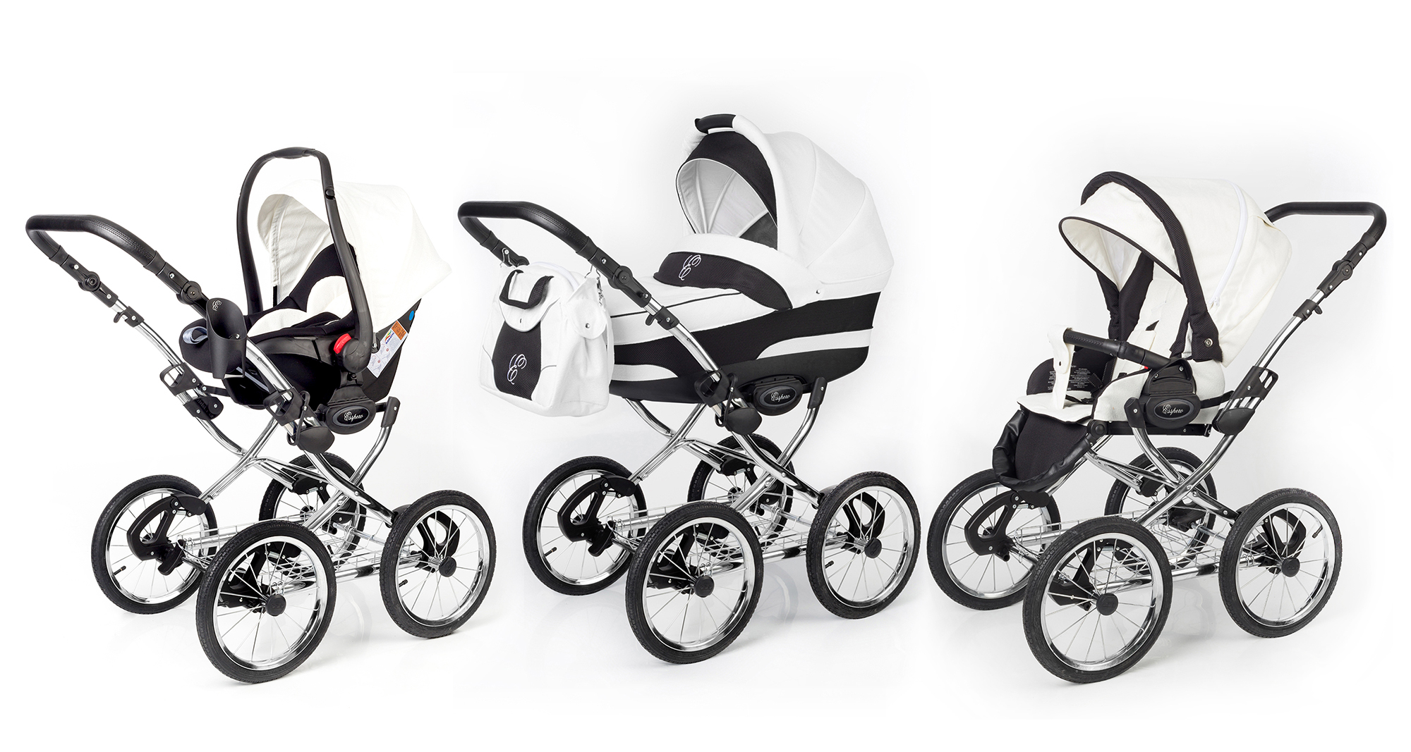 Коляска 3 в 1 Esspero Classic (шасси Chrome) White