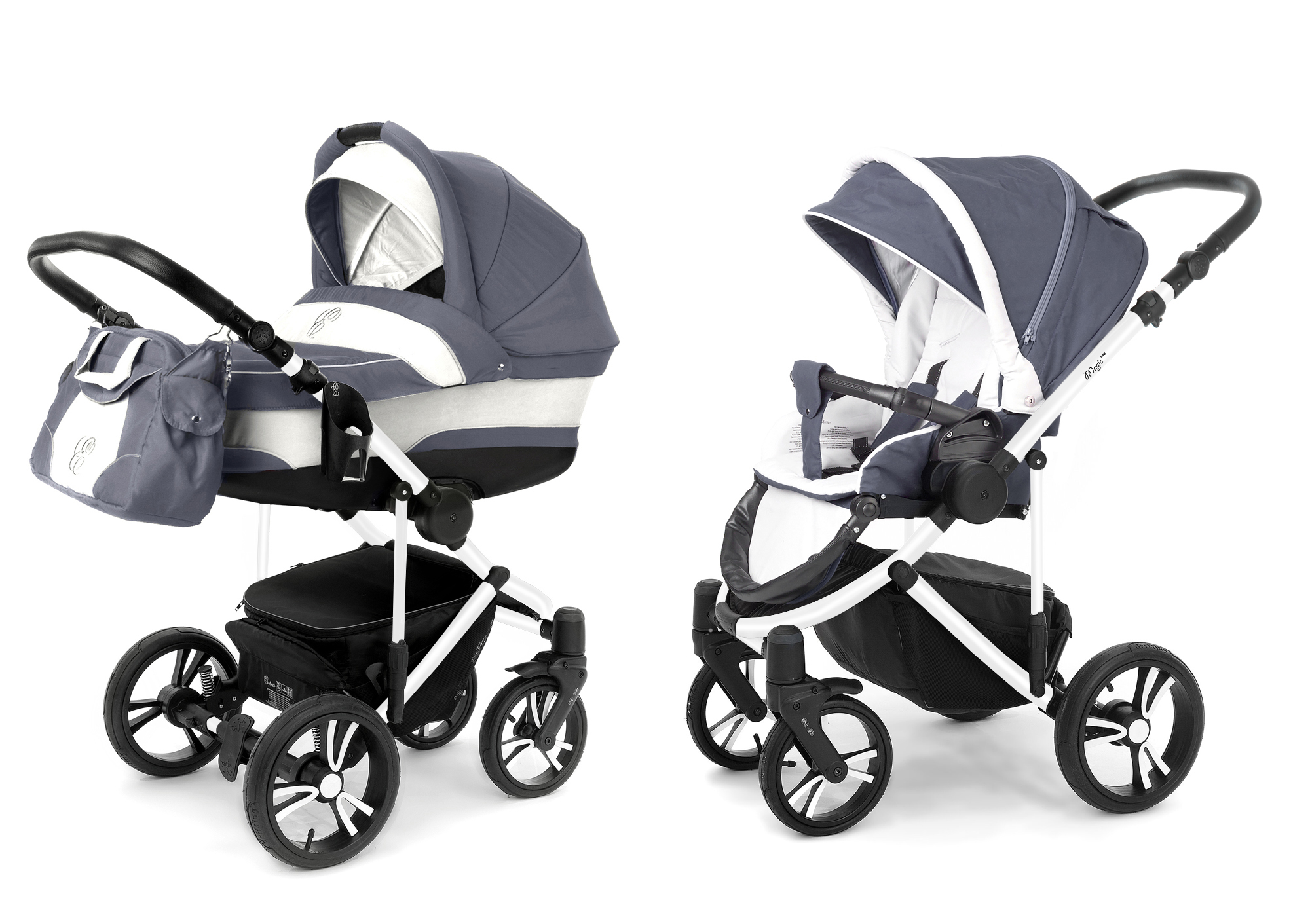 Коляска 2 в 1 Esspero Magic Pro (шасси White) Grey Lux