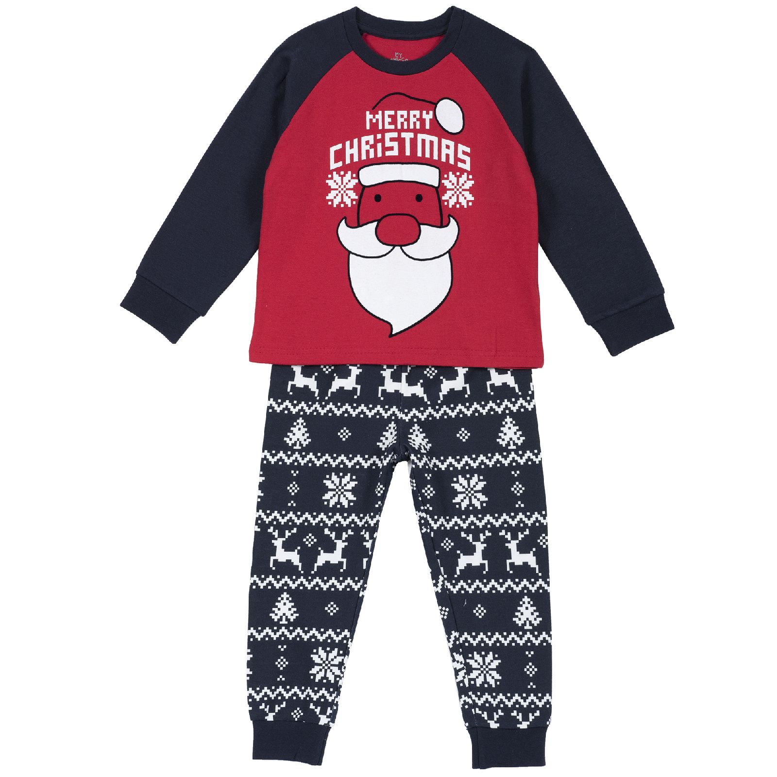 Пижама Chicco, принт Merry Christmas, длинный рукав, для мальчиков Красный, р.122