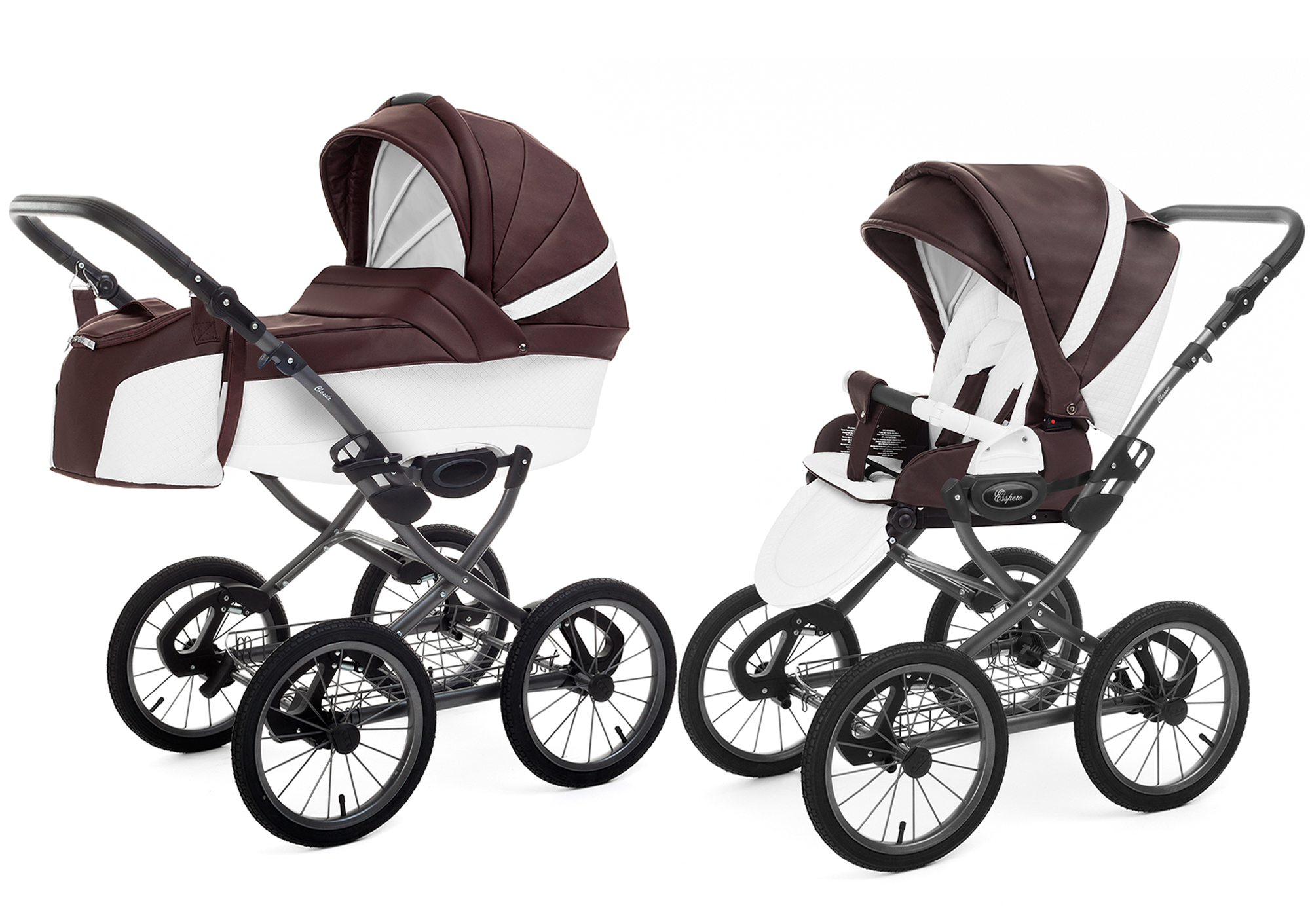 Коляска 2 в 1 Esspero Classic Alu (шасси Grey) Nappa Brown