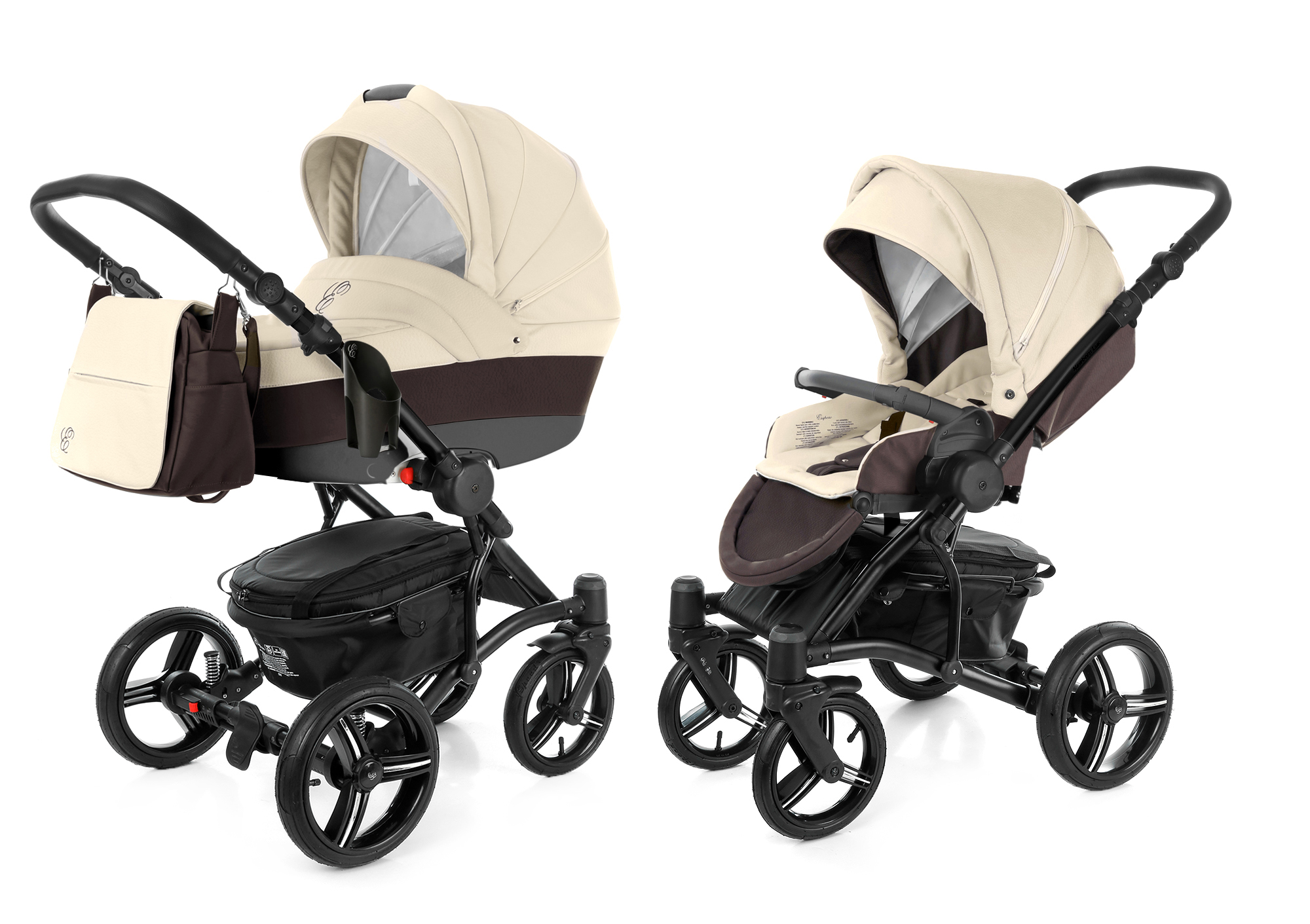 Коляска 2 в 1 Esspero Tour Leatherette (шасси Black) Cream leatherette