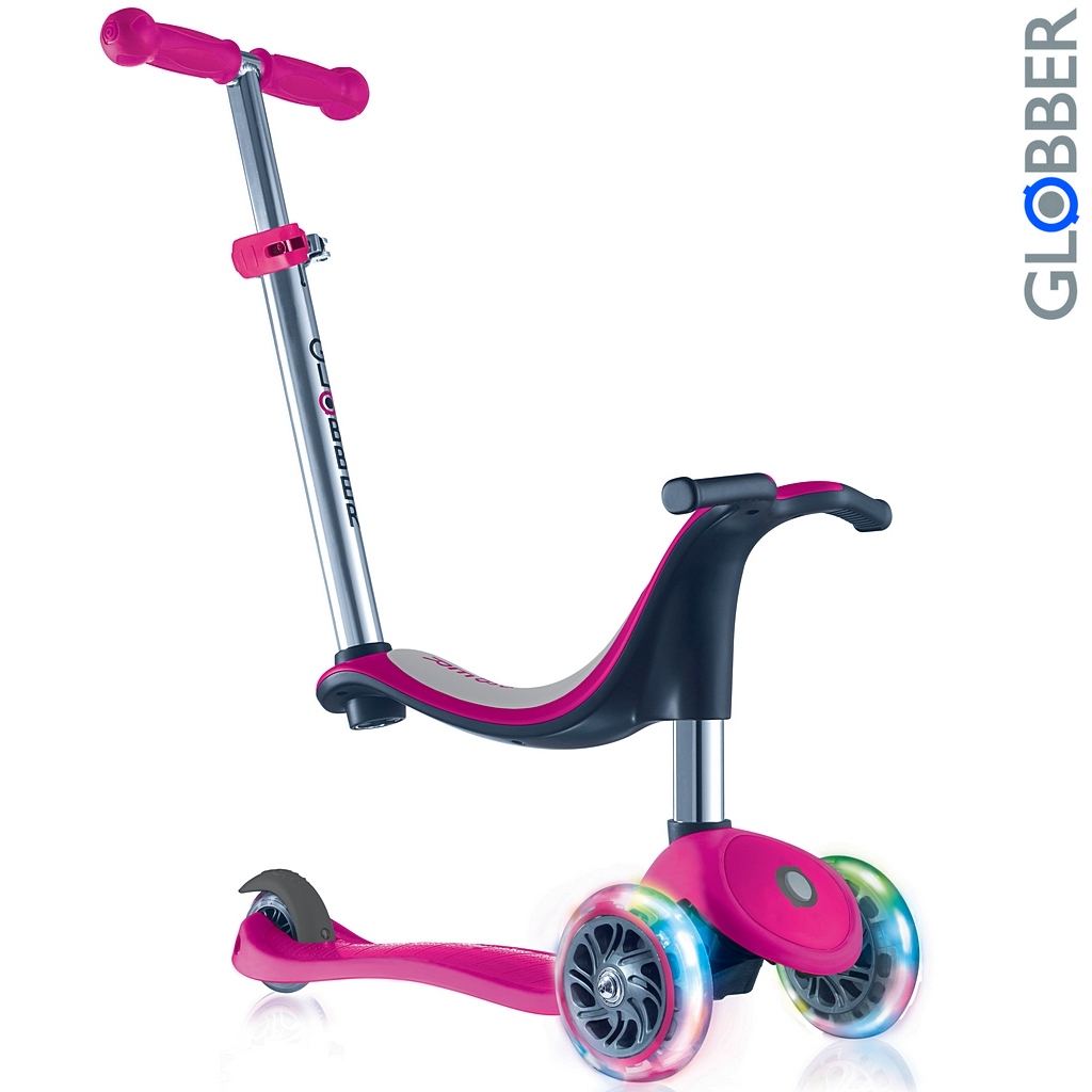 Самокат GLOBBER EVO 4 in1 с 3 светящимися колесами Pink