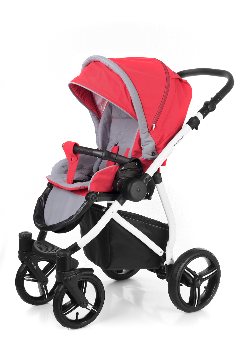 Прогулочная коляска Esspero Newborn Lux (шасси White) Red Grey