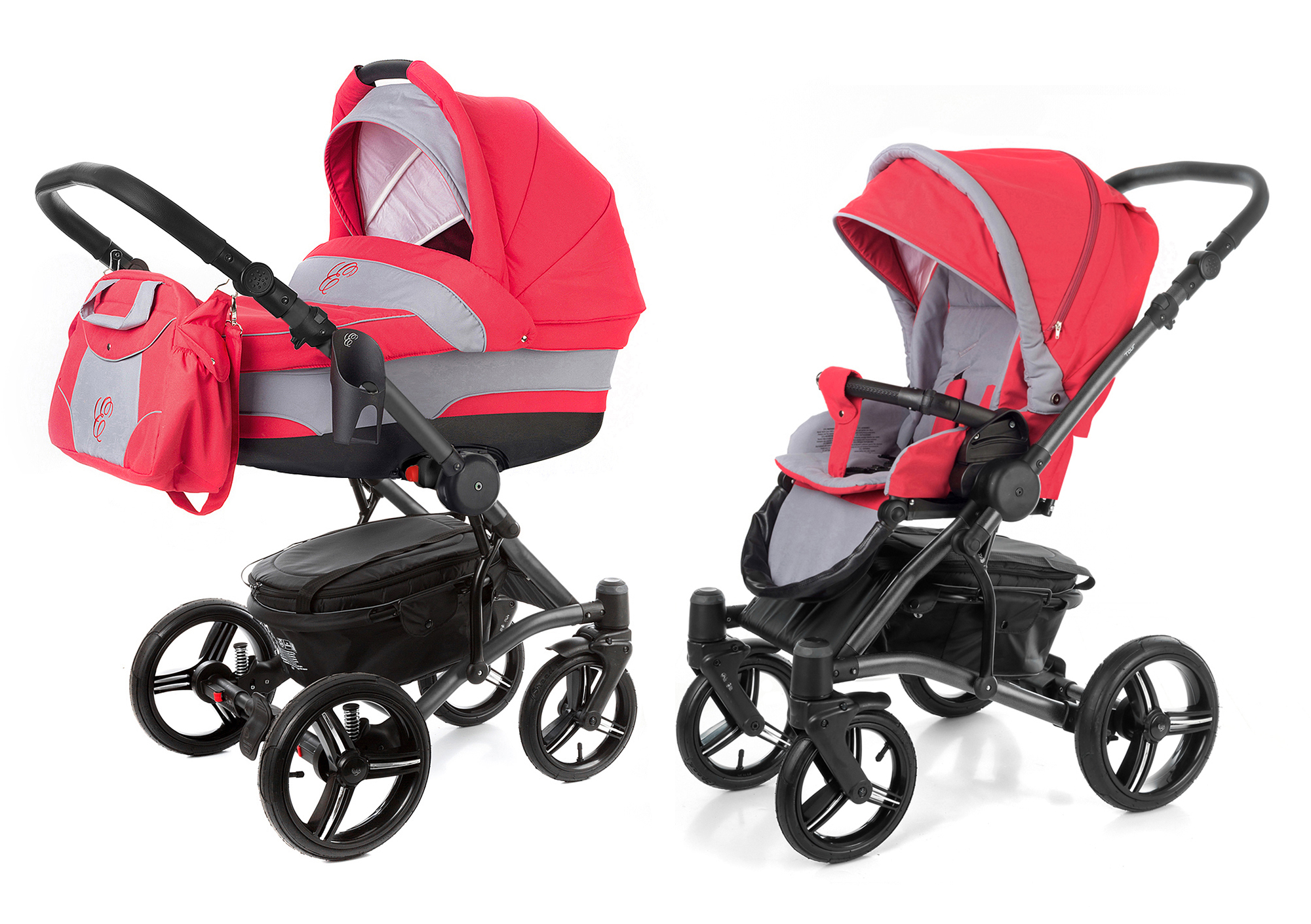 Коляска 2 в 1 Esspero Tour (шасси Graphite) Red Grey
