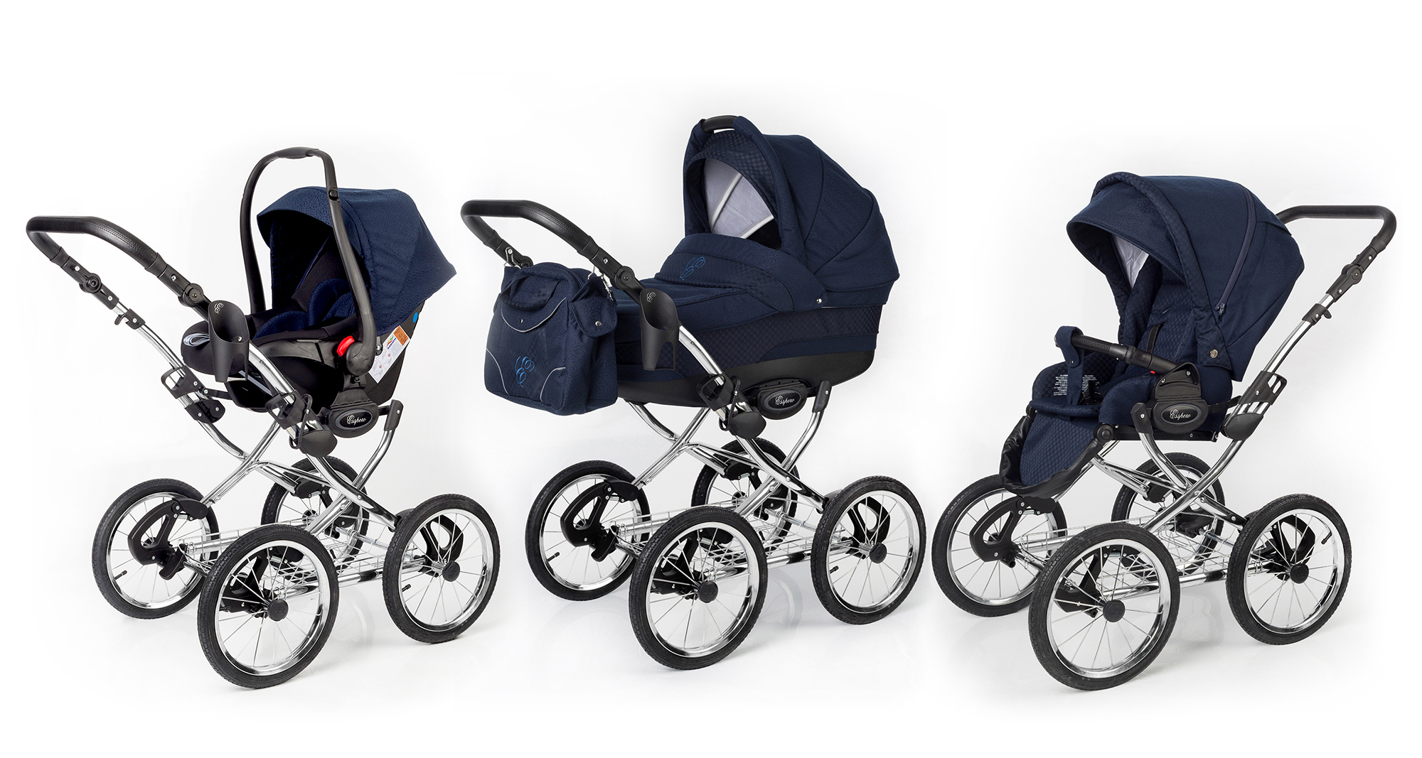 Коляска 3 в 1 Esspero Classic (шасси Chrome) Mar Carbon