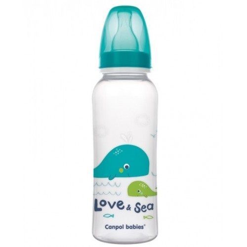 Бутылочка с узким горлышком Canpol Love&Sea арт. 59/400, PP, 12м+, 250 мл бирюзовый