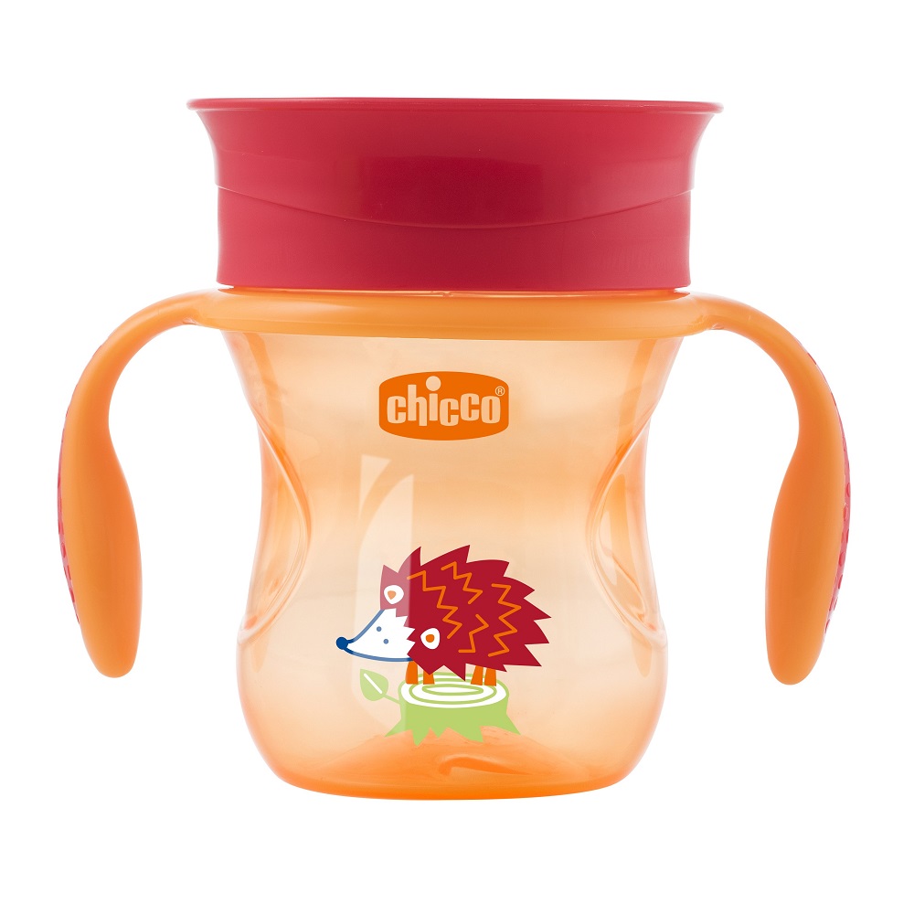 Чашка-поильник Chicco Perfect Cup (носик 360), 12 мес.+, 266 мл красный/ежик