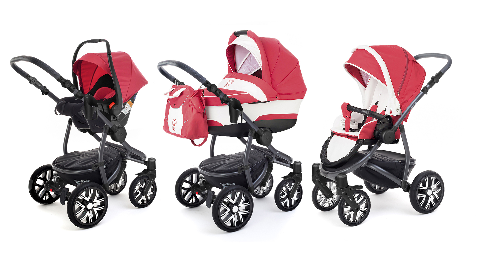 Коляска 3 в 1 Esspero Discovery (шасси Graphite) Red Lux
