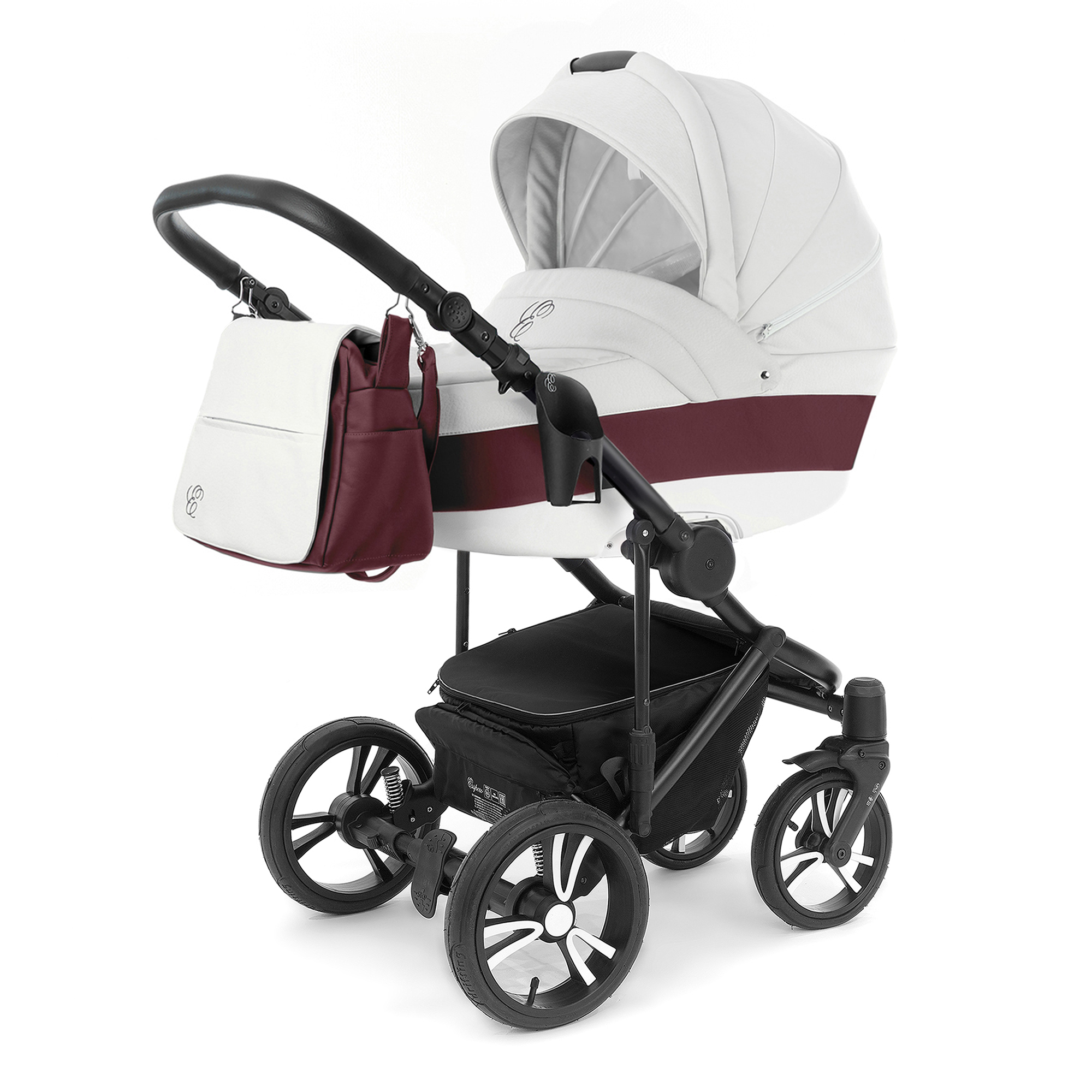 Коляска для новорожденных Esspero Grand Magic Pro (шасси Black) Maroon leatherette