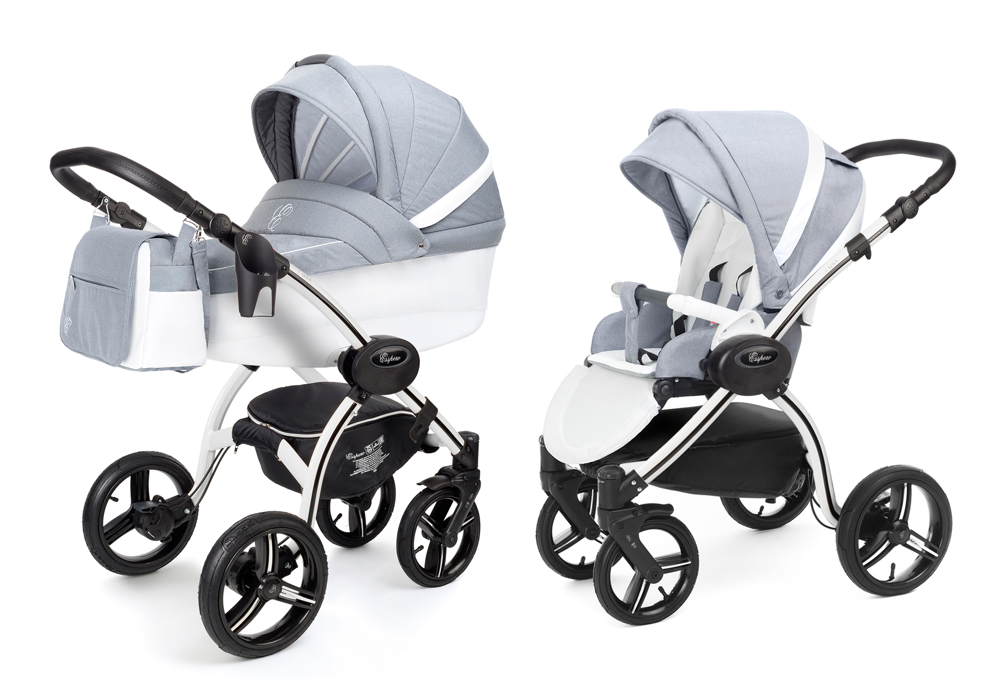 Коляска 2 в 1 Esspero Grand I-Nova (шасси White) Jeans Grey