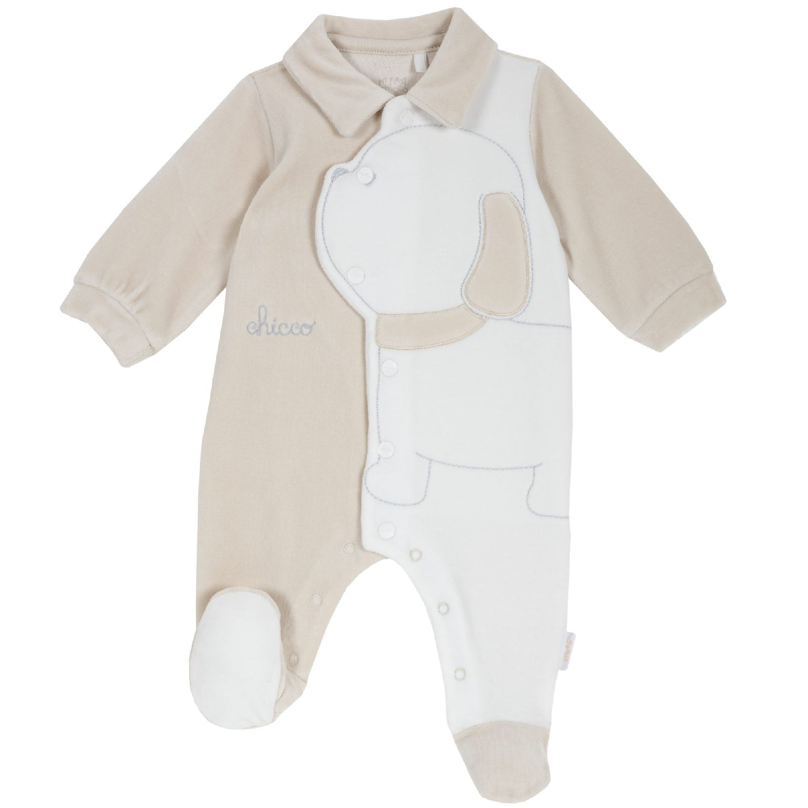 Комбинезон Chicco принт Щенок, для мальчиков и девочек, цвет белый Белый, р.68