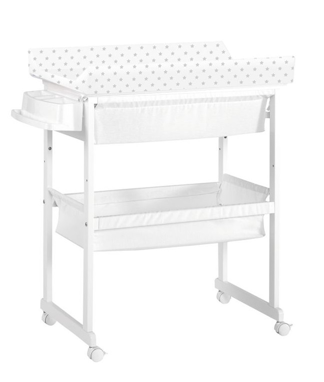 Пеленальный комод с ванночкой Micuna B-1158 plus White, цвет матрасика: Grey Stars