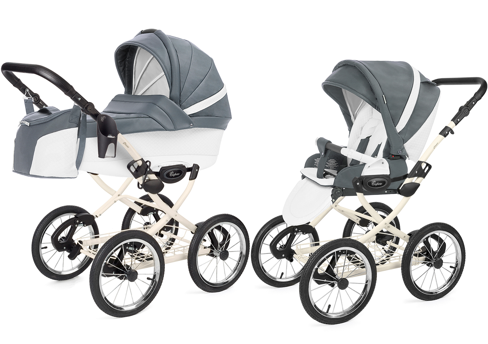 Коляска 2 в 1 Esspero Grand Classic (шасси Beige) Nappa Blue Grey