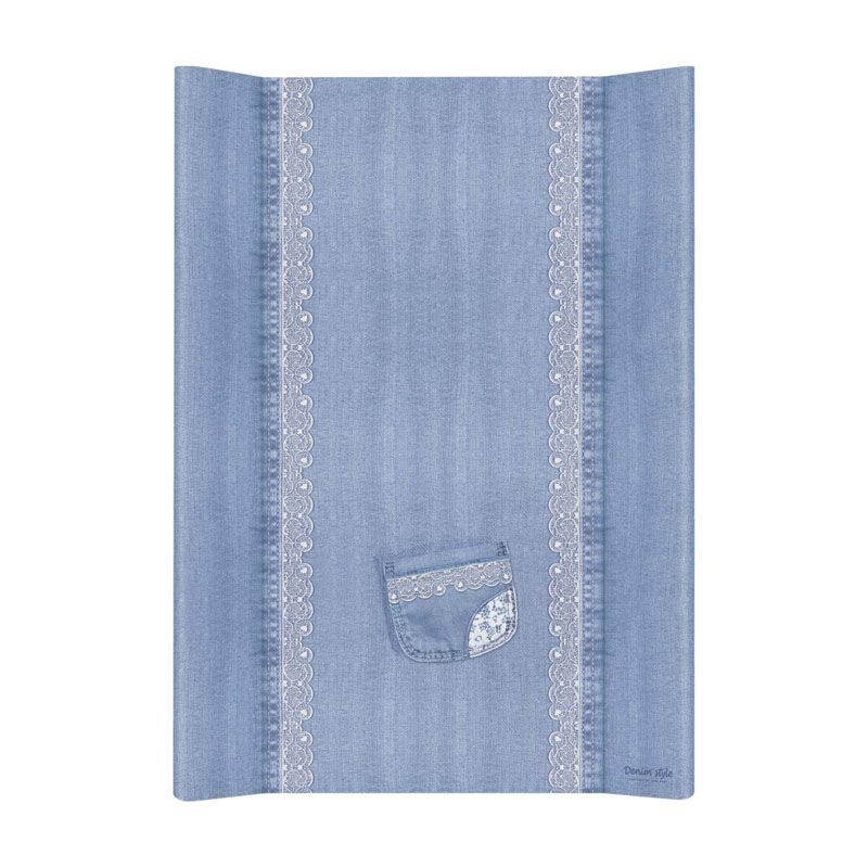 Пеленальный матрасик без изголовья Ceba Baby 70 см на кровать Denim Style W-200 Lace blue W-200-119-600