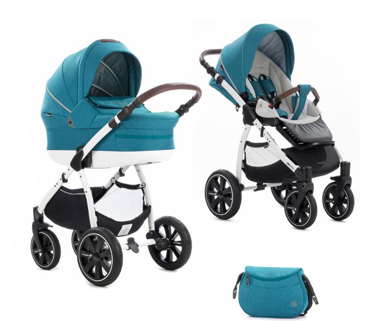 Коляска 2 в 1 Noordi Fjordi Classic Melange Sea Blue Melange 892/1/B/W