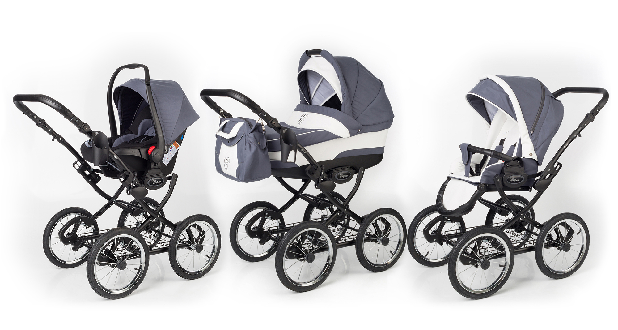 Коляска 3 в 1 Esspero Classic (шасси Black) Grey Lux