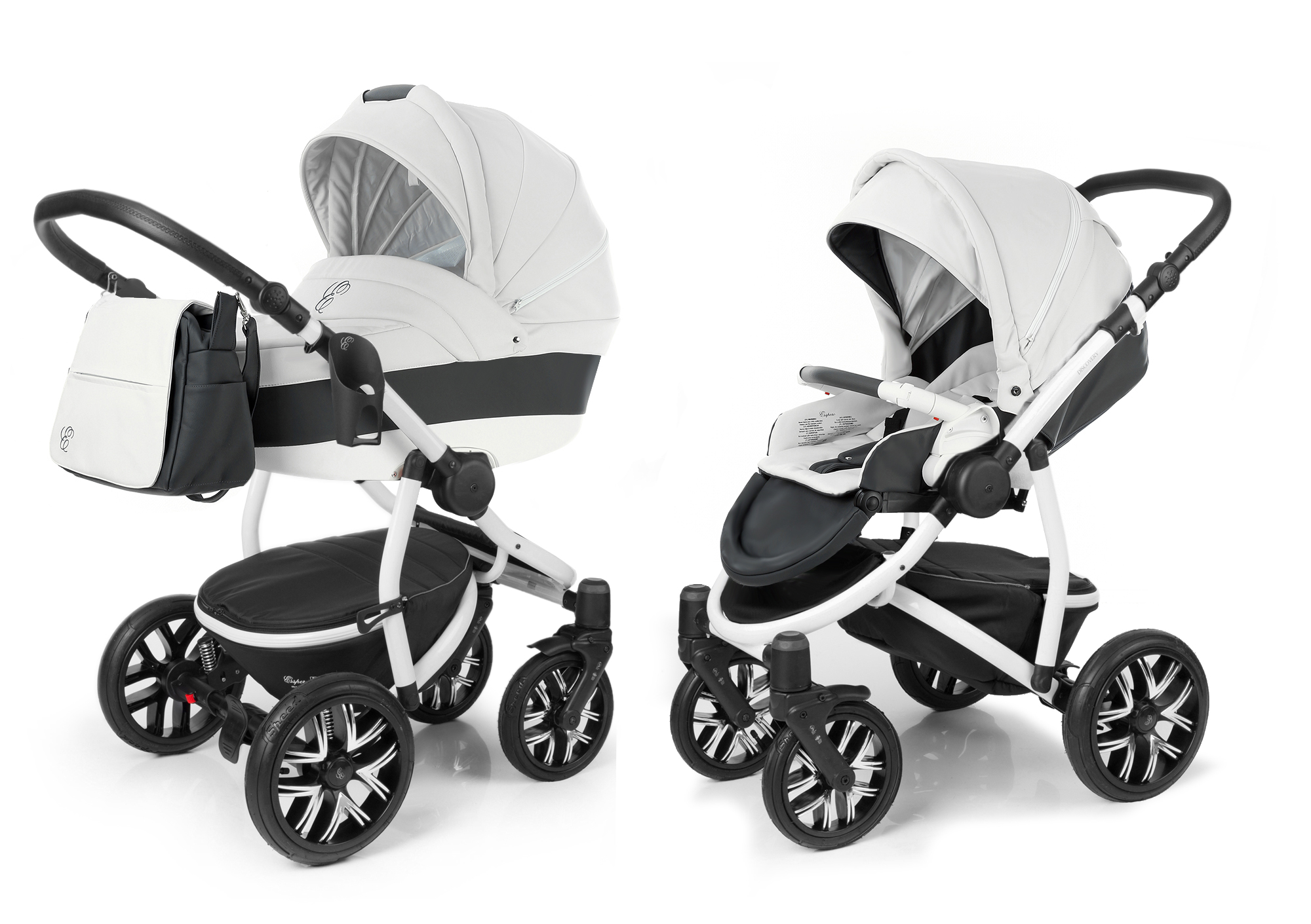 Коляска 2 в 1 Esspero Grand Discovery (шасси White) White leatherette