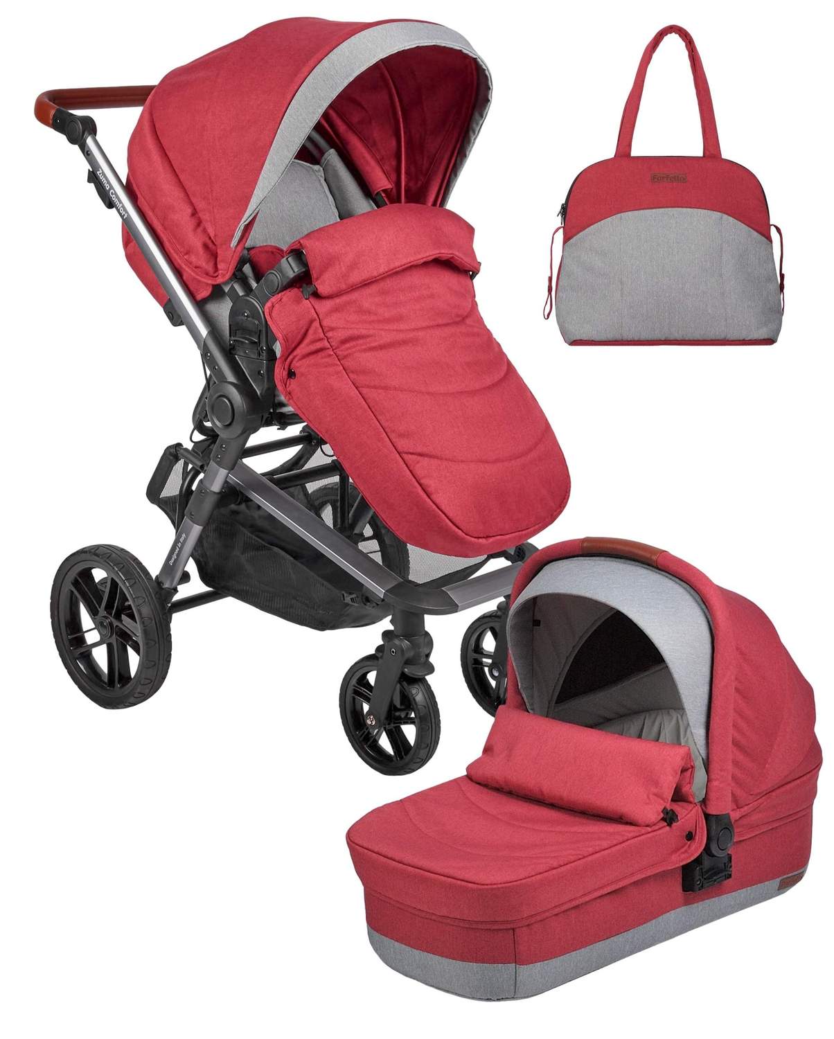 Коляска 2 в 1 Farfello Zuma Duo Comfort ZDC-11 Рубиновый
