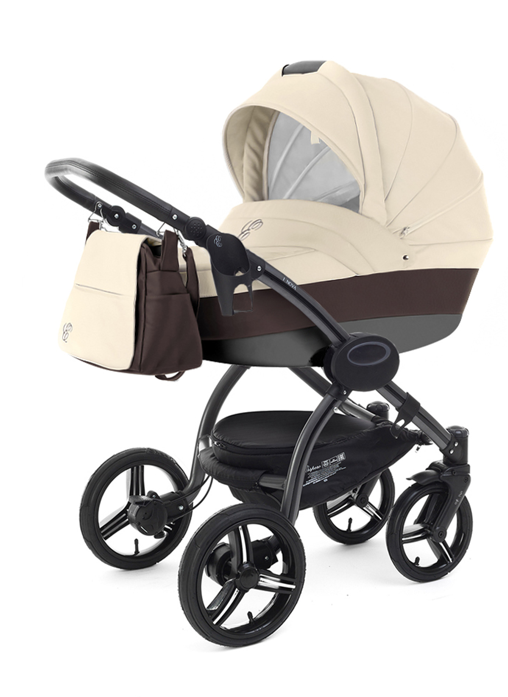Коляска для новорожденных Esspero Grand I-Nova (шасси Graphite) Cream leatherette