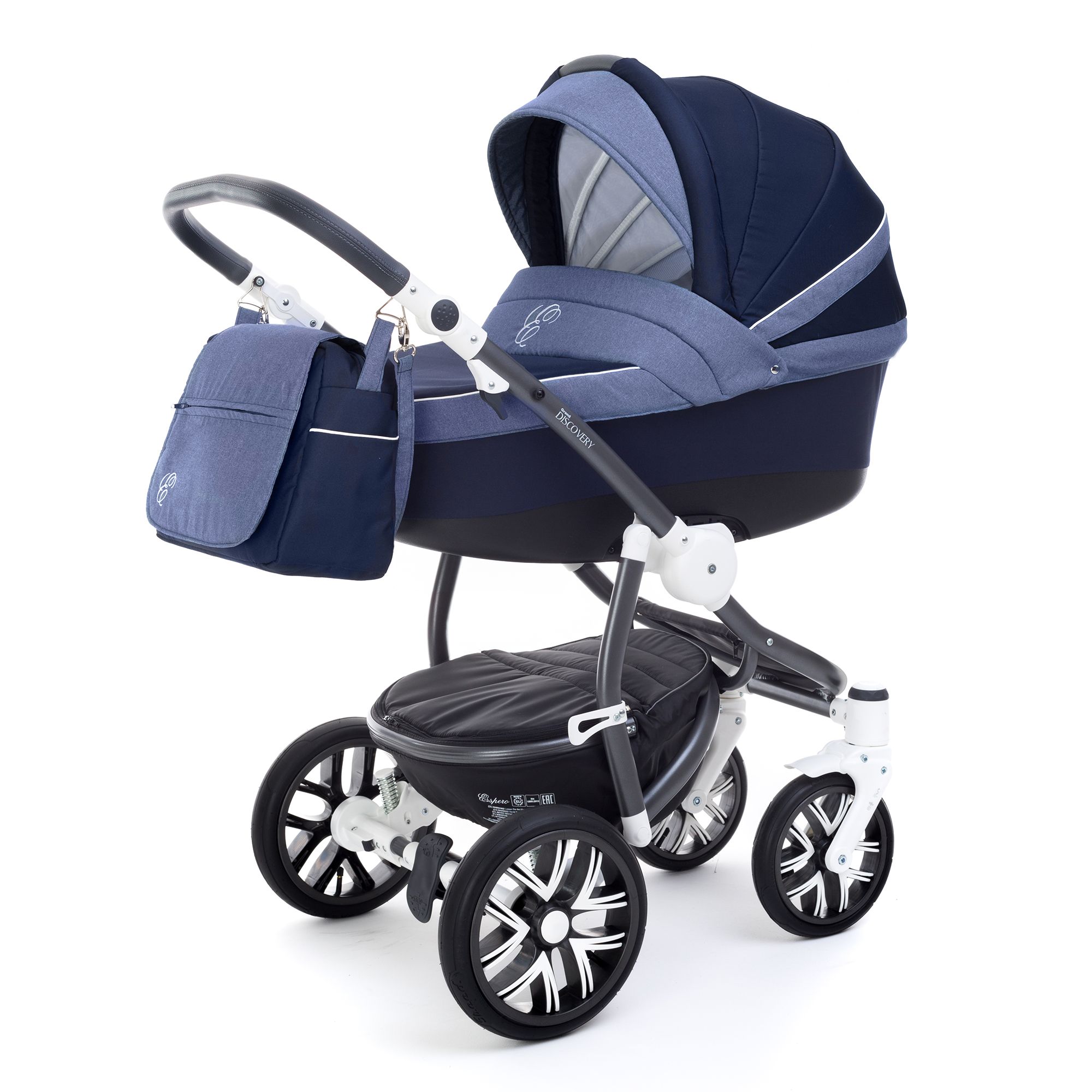 Коляска для новорожденных Esspero Grand Discovery (шасси Graphite White) Deep Night