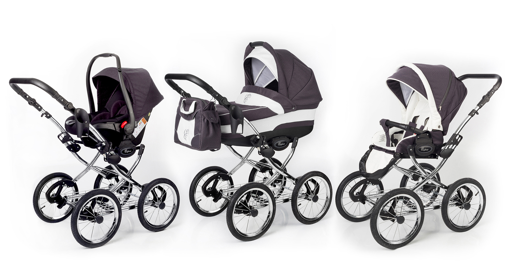 Коляска 3 в 1 Esspero Classic (шасси Chrome) Grey Leves