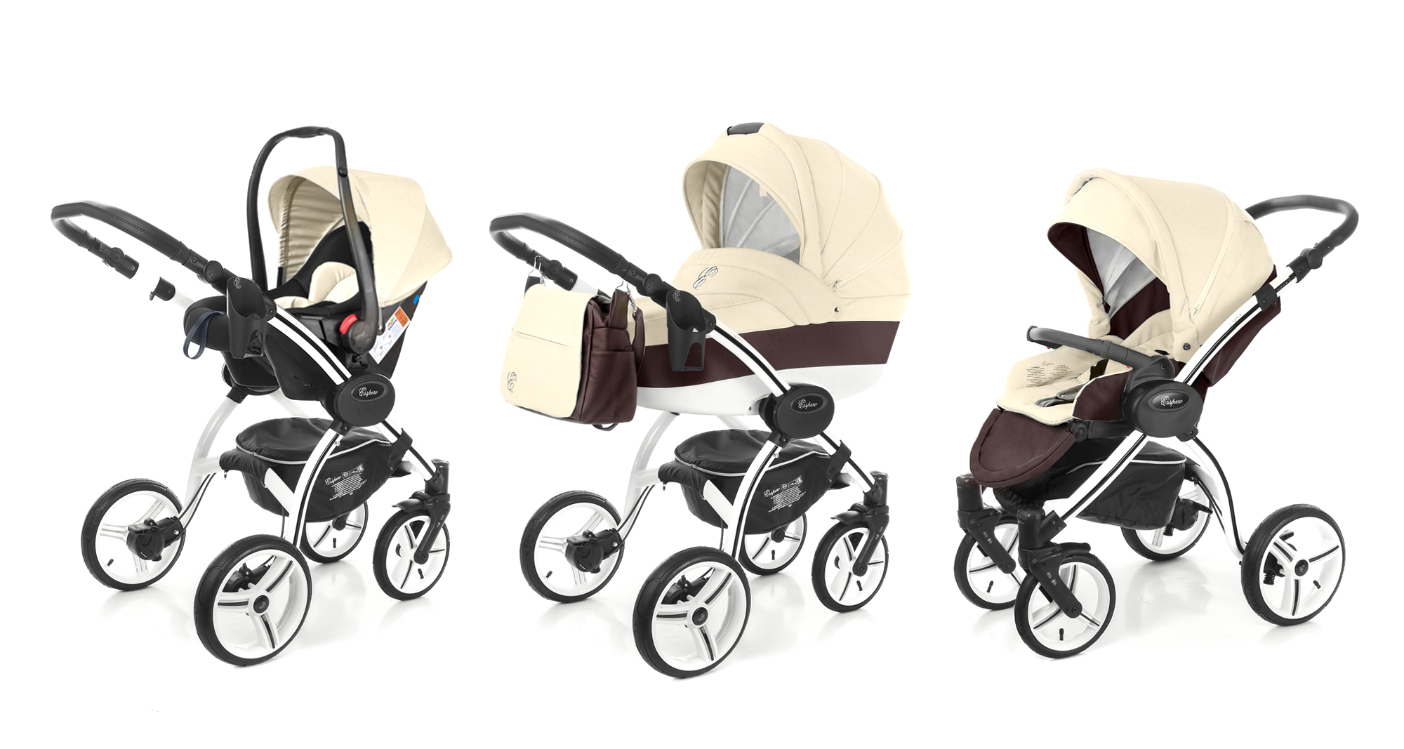 Коляска 3 в 1 Esspero Grand I-Nova (шасси White) Cream leatherette