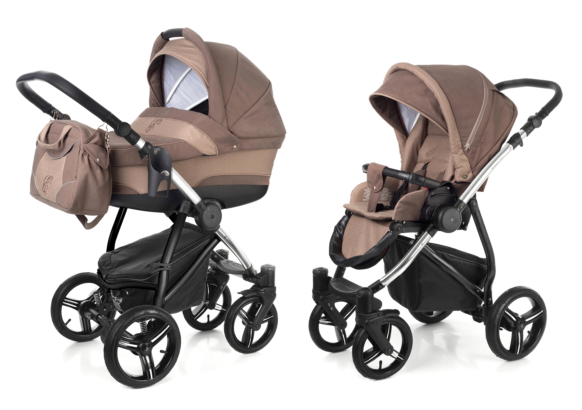 Коляска 2 в 1 Esspero Newborn Lux (шасси Chrome) Coffee